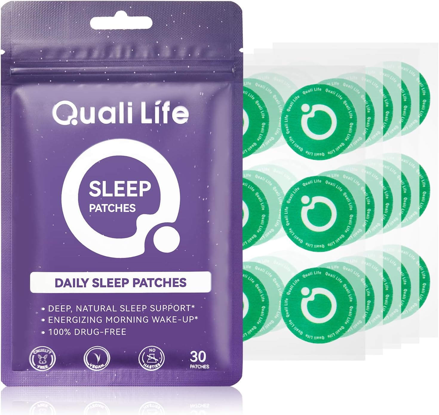 Qualilife Sleep Patches for Adults Extra Strength, Easy-to-Apply Sleeping Patch with Valerian & Melatonin for Deep Sleep | 30 Patches