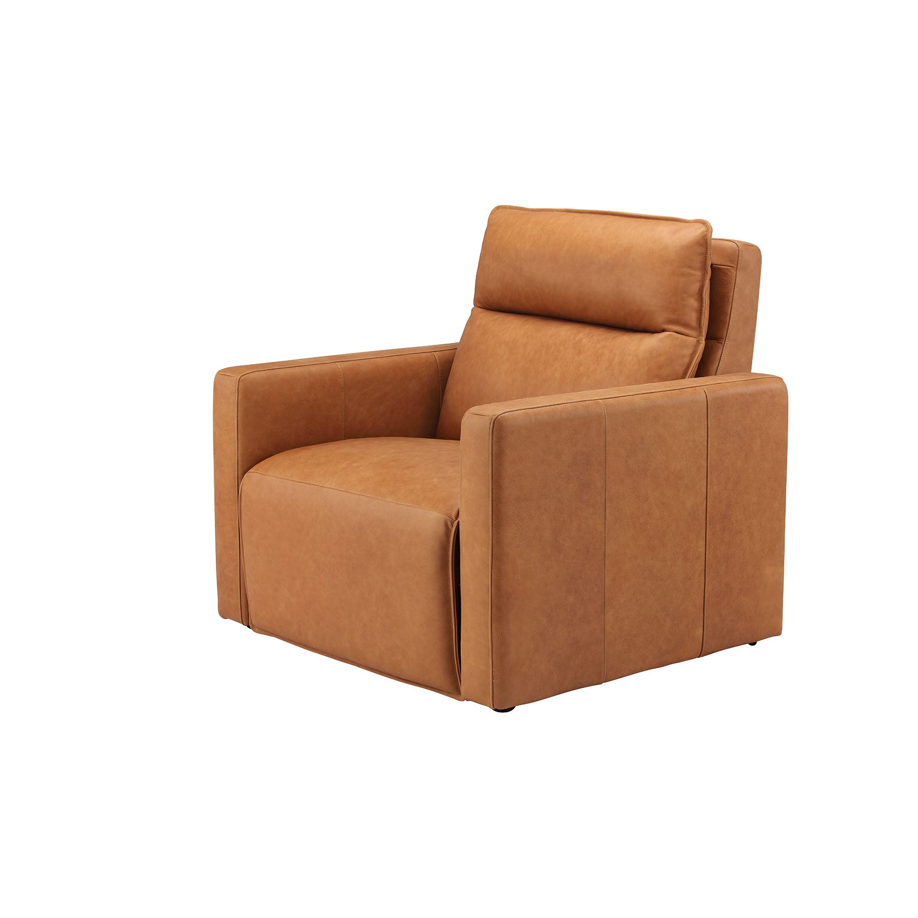 Moorizon Bold Leather 41¼" Wide Caramel Brown Leather Power Recliner, High Back, Tapered Arms, Quiet Motor, Adjustable Footrest, for Living Room, Media Room, Study & Lounge Areas