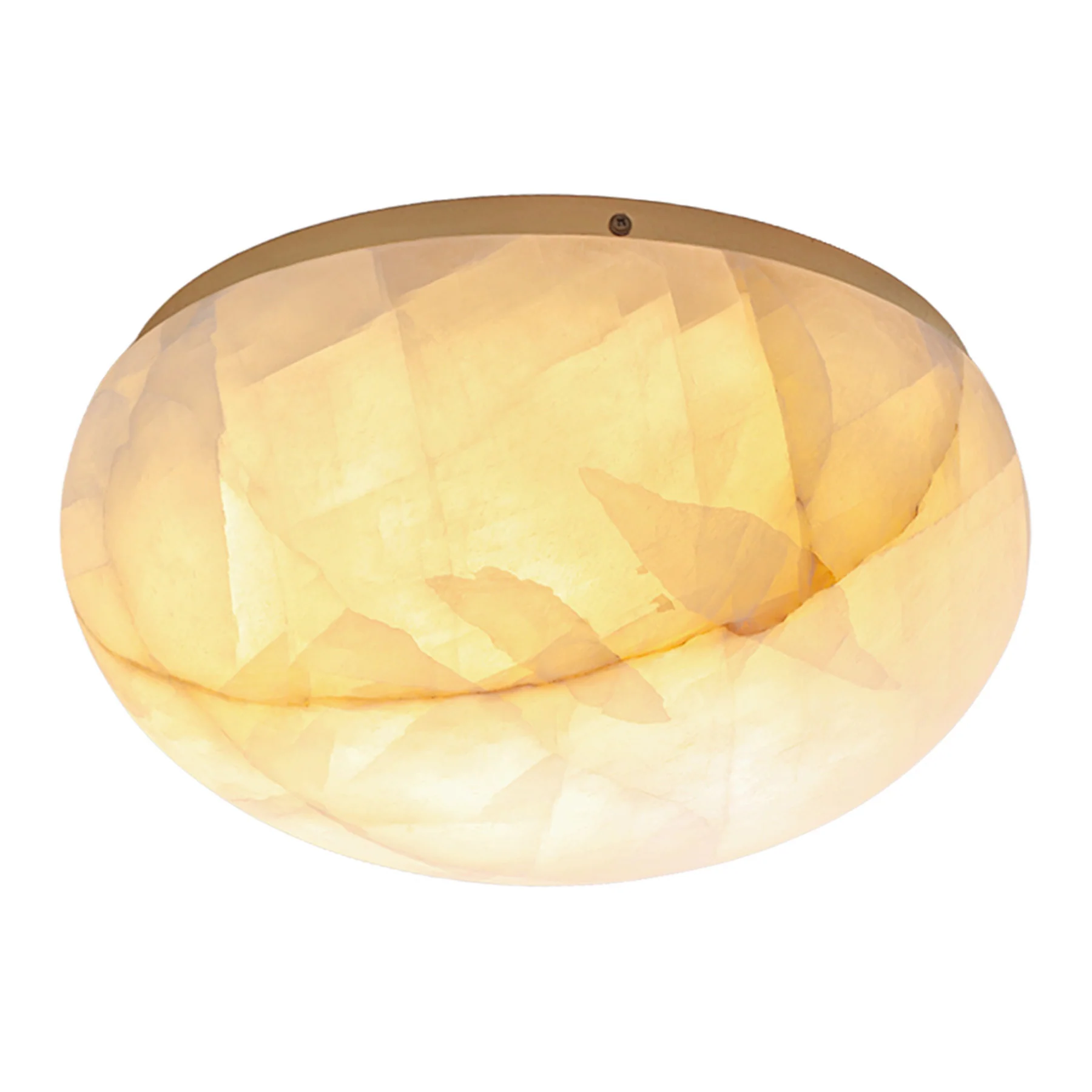 Moorizon Calista Flush Mount D6/D10/D14/D18" Natural Calcite Dome Ceiling Light, T20 E12 LED Bulb, Warm Brass Frame, Dimmable Hardwired, for Bedrooms, Halls, Hotels & Commercial Spaces.