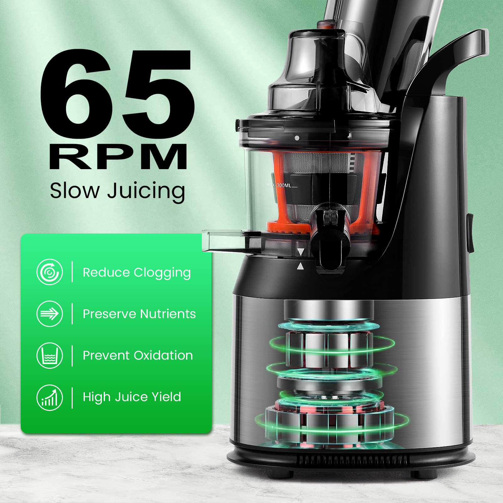Ventray 408 Cold-Press Juicer (Black) detail image 5