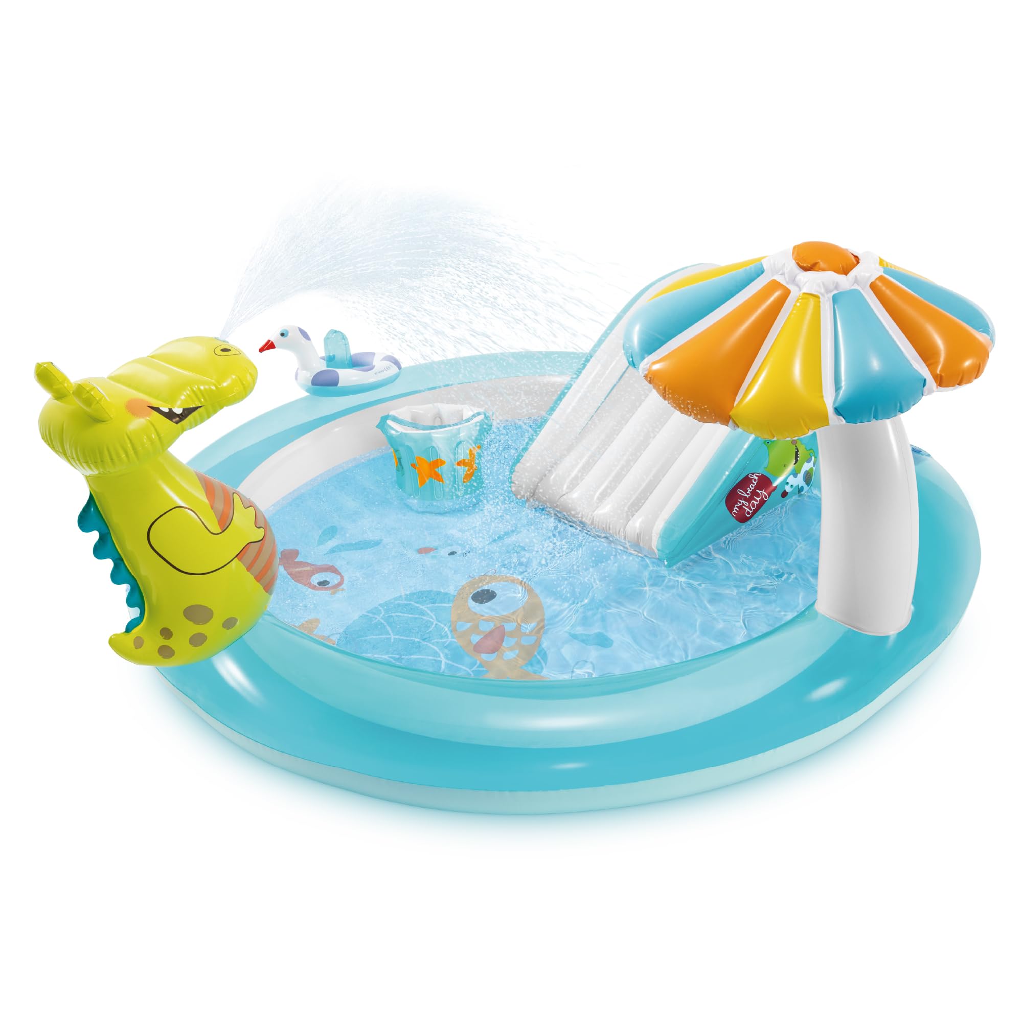 Intex Gator 6. 6' x 5. 6' x 4" Outdoor Inflatable Kiddie Pool Water Play Swim Center