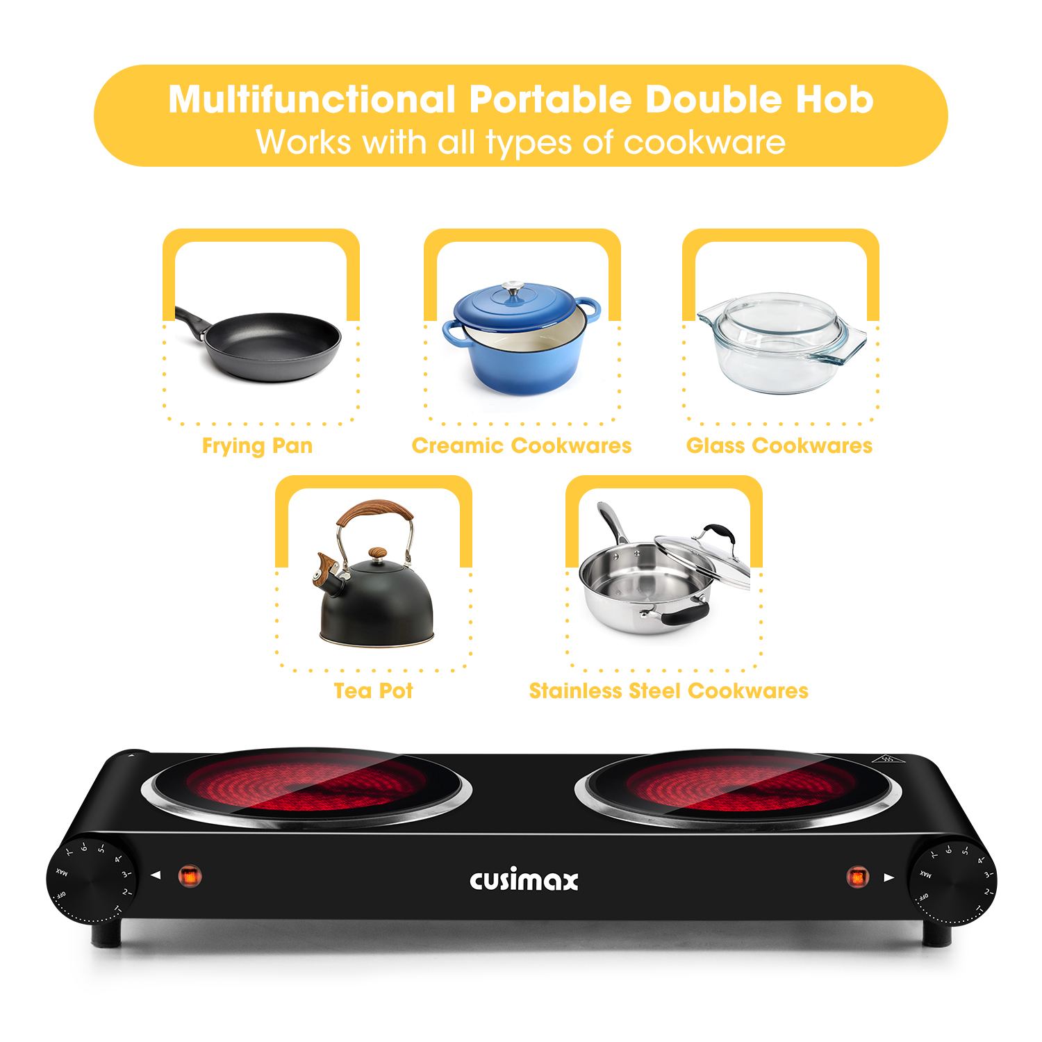 Double-Burner Infrared Ceramic Cooktop detail image 3