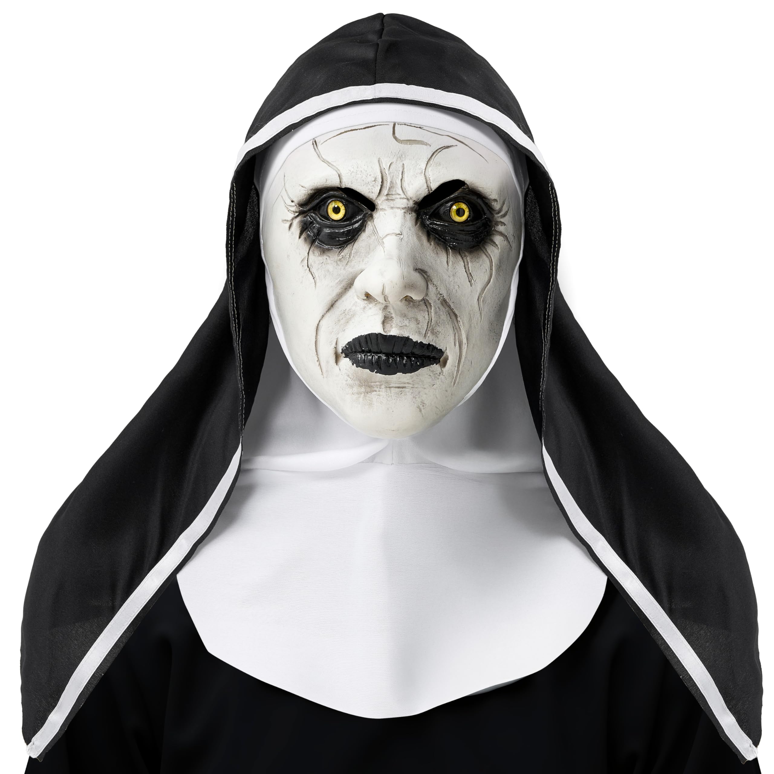 Scary Nun Mask Halloween Silicone/Latex Monster Mask with Hood Adult Cosplay Prop Realistic Costume