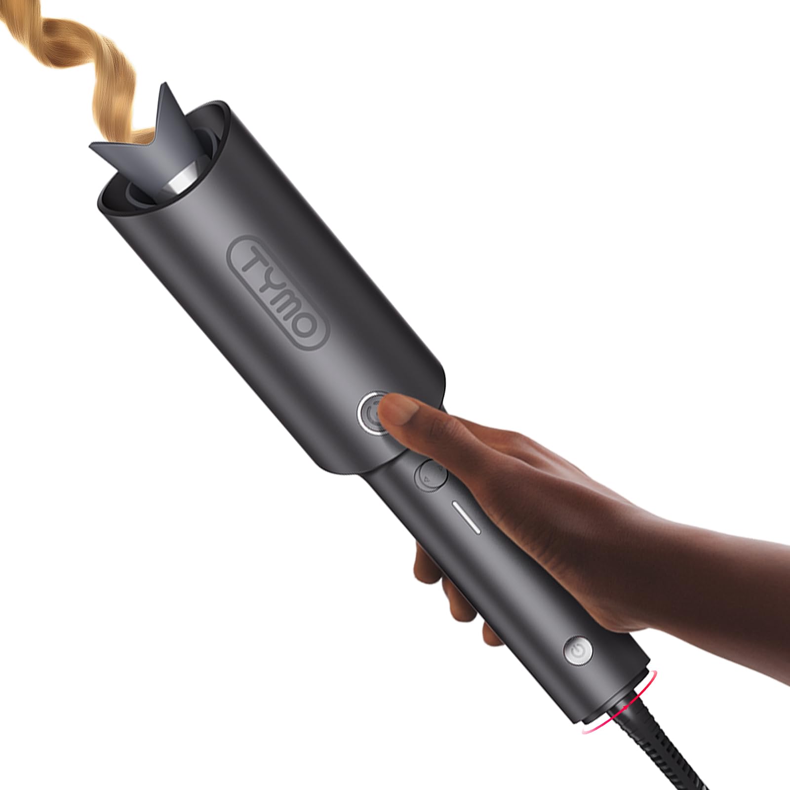 TYMO CURLPRO Automatic Rotating Curling Iron 1" Tourmaline-Coated Ceramic Barrel, Dual Voltage, Portable