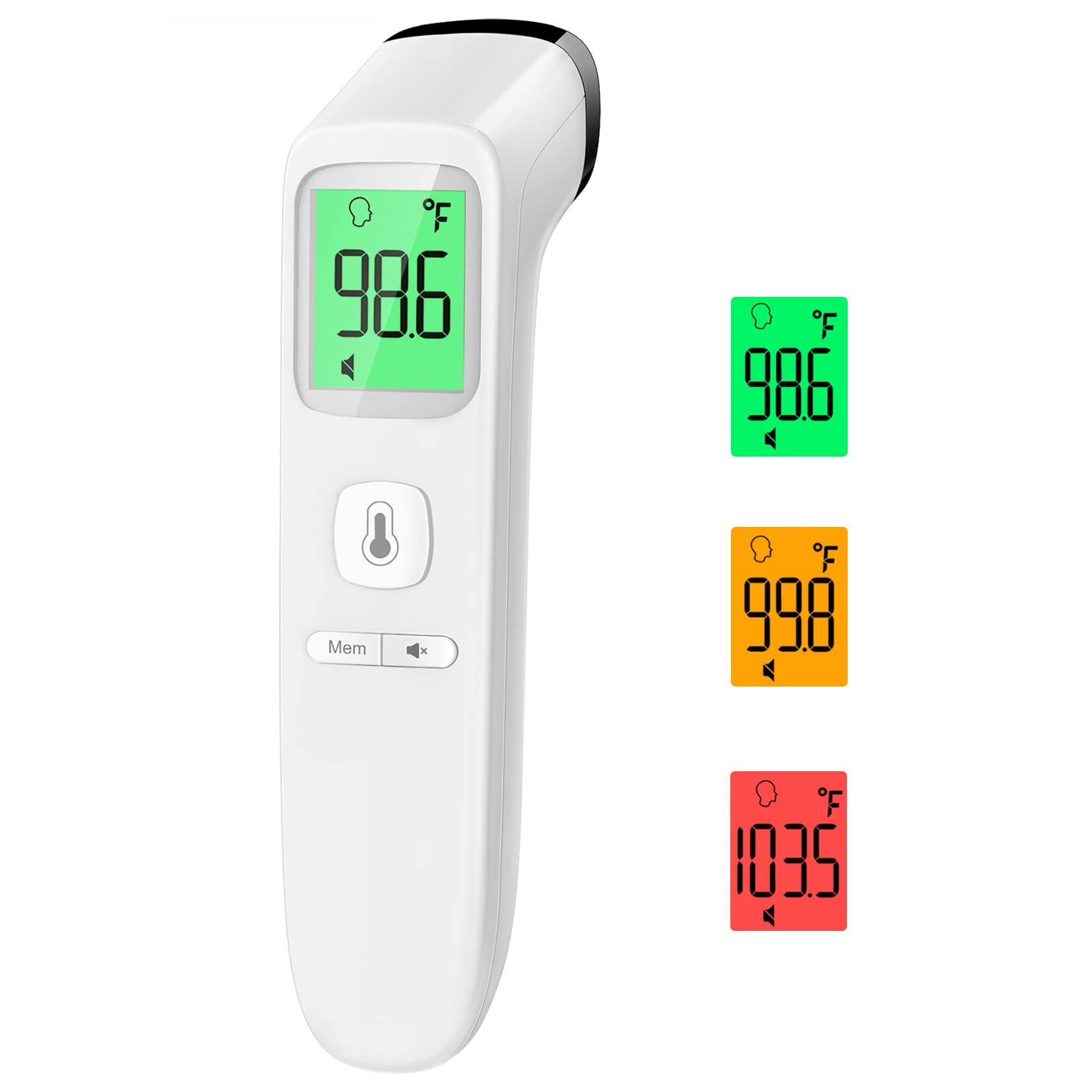 No-Touch Digital Thermometer for Adults & Kids — 2-in-1 Forehead and Object Mode, Fever Alarm, Silent Mode
