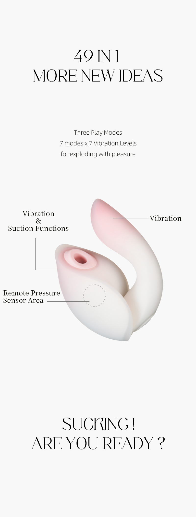 Huaxiayue Detachable Sucking & Vibration Wand | Dual-Unit Synchronized Personal Massager — External Suction with Internal Vibration, Grip-Pressure Sensing, 49 Rhythm Combinations detail image 7