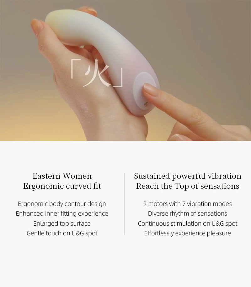 Hua Xia Yue Huo — Women's Internal Vibrator with Dual Vibration Points, Pressure-Sensing Frequency Control, 7×7 (49) Rhythms, Curved Ergonomic Design, IPX7 Waterproof Soft Silicone Massager detail image 8