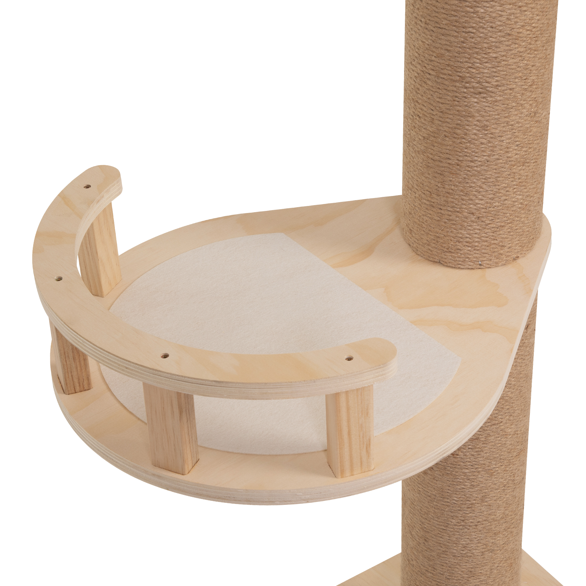 Natural Wood Tone Floor-to-Ceiling Sisal Cat Post|Multi-Level Round Platform Cat Tree detail image 1