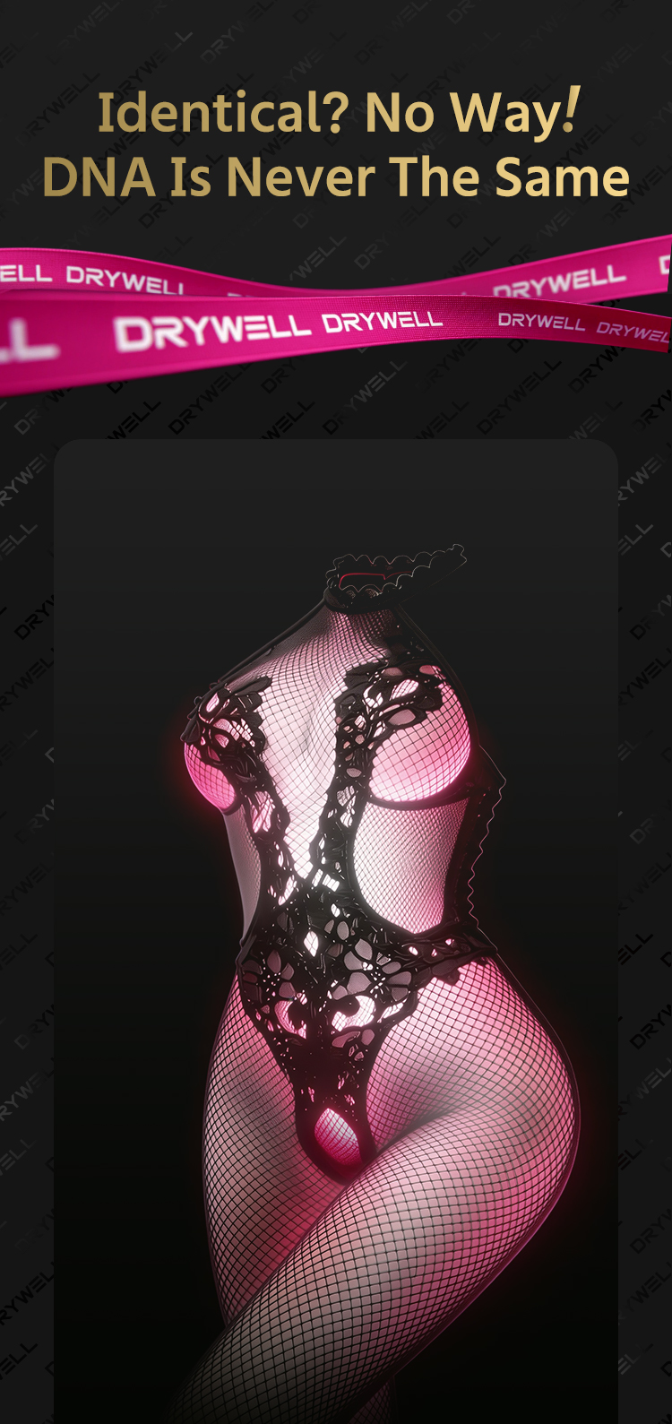 DRYWELL Black Floral Lace Mesh Bodystocking — Halter Style, High-Cut Open Crotch, One-Size detail image 11