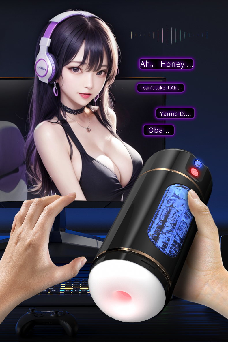 LILO CoolCharge Rechargeable Vibrating Male Masturbator Cup — 10 Vibration Modes, Voice Playback, Deep Textured TPE Sleeve, Press-to-Adjust Grip, USB Rechargeable, Removable & Washable — Black detail image 10