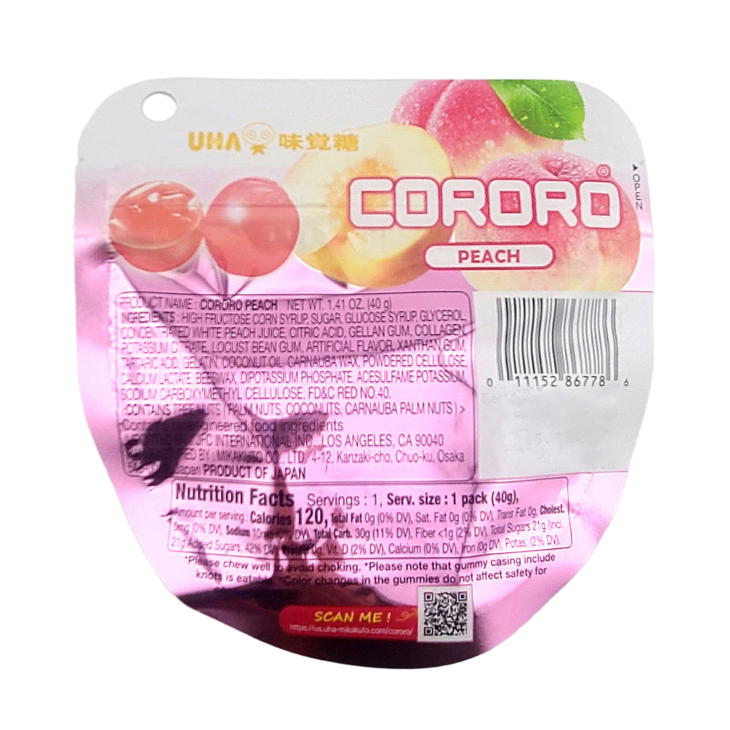 UHA Kororo White Peach Juice Gummy Candy 40g detail image 3