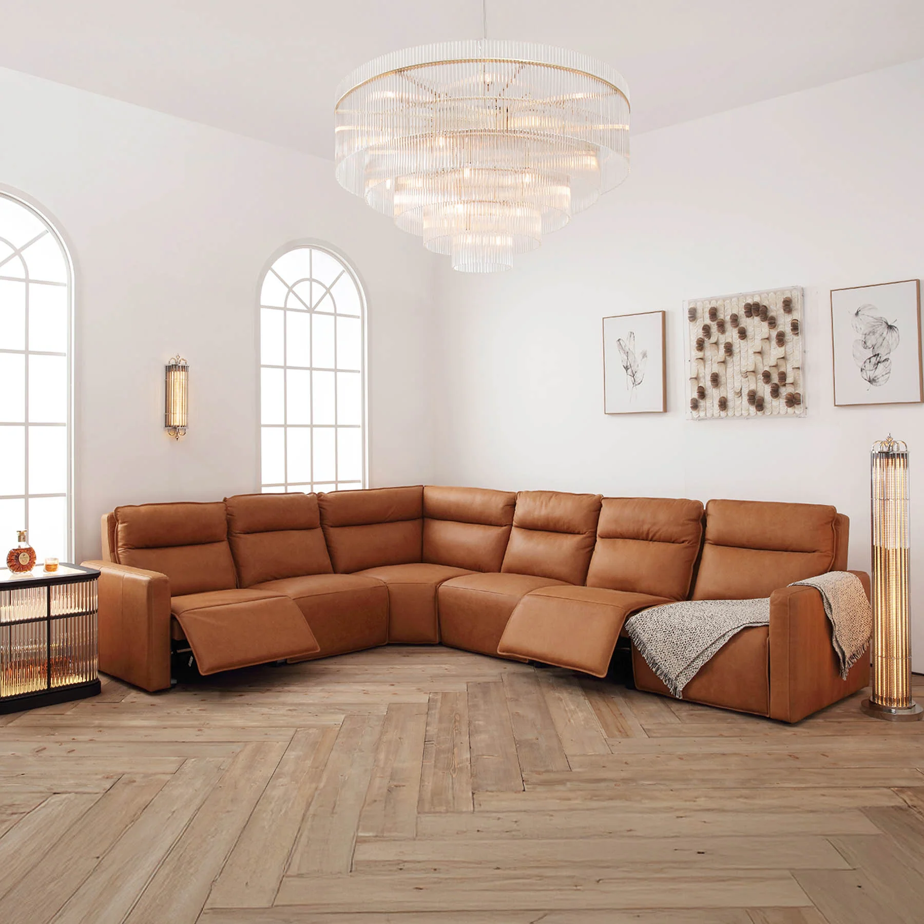Moorizon Bold Leather Set Brown Power Reclining Genuine Leather Sofa, High-Back Deep-Seat Independent Recliner Set for Living Rooms, Media Rooms, Studies & Loft Spaces detail image 16