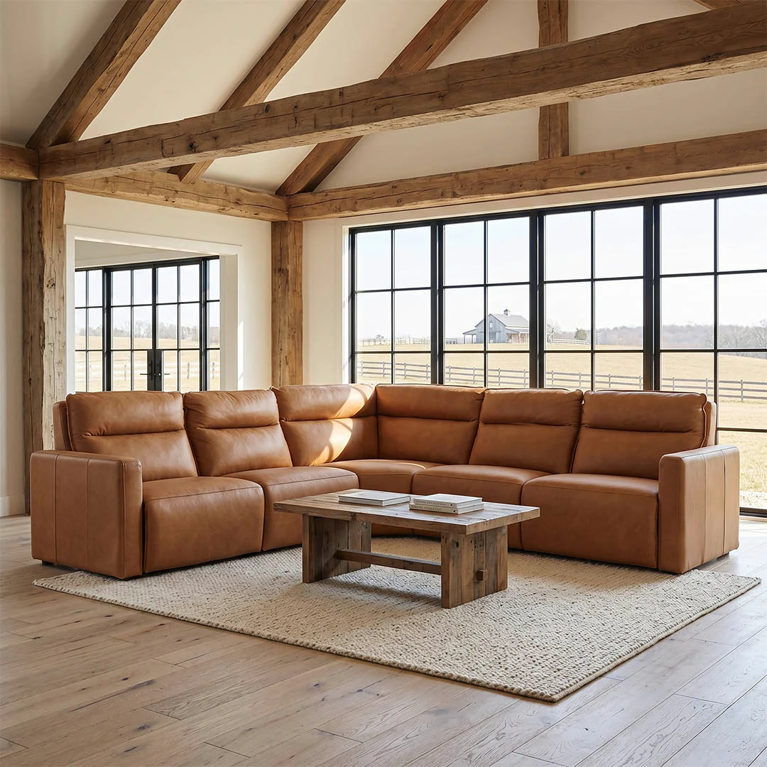 Moorizon Bold Leather Set Brown Power Reclining Genuine Leather Sofa, High-Back Deep-Seat Independent Recliner Set for Living Rooms, Media Rooms, Studies & Loft Spaces detail image 15
