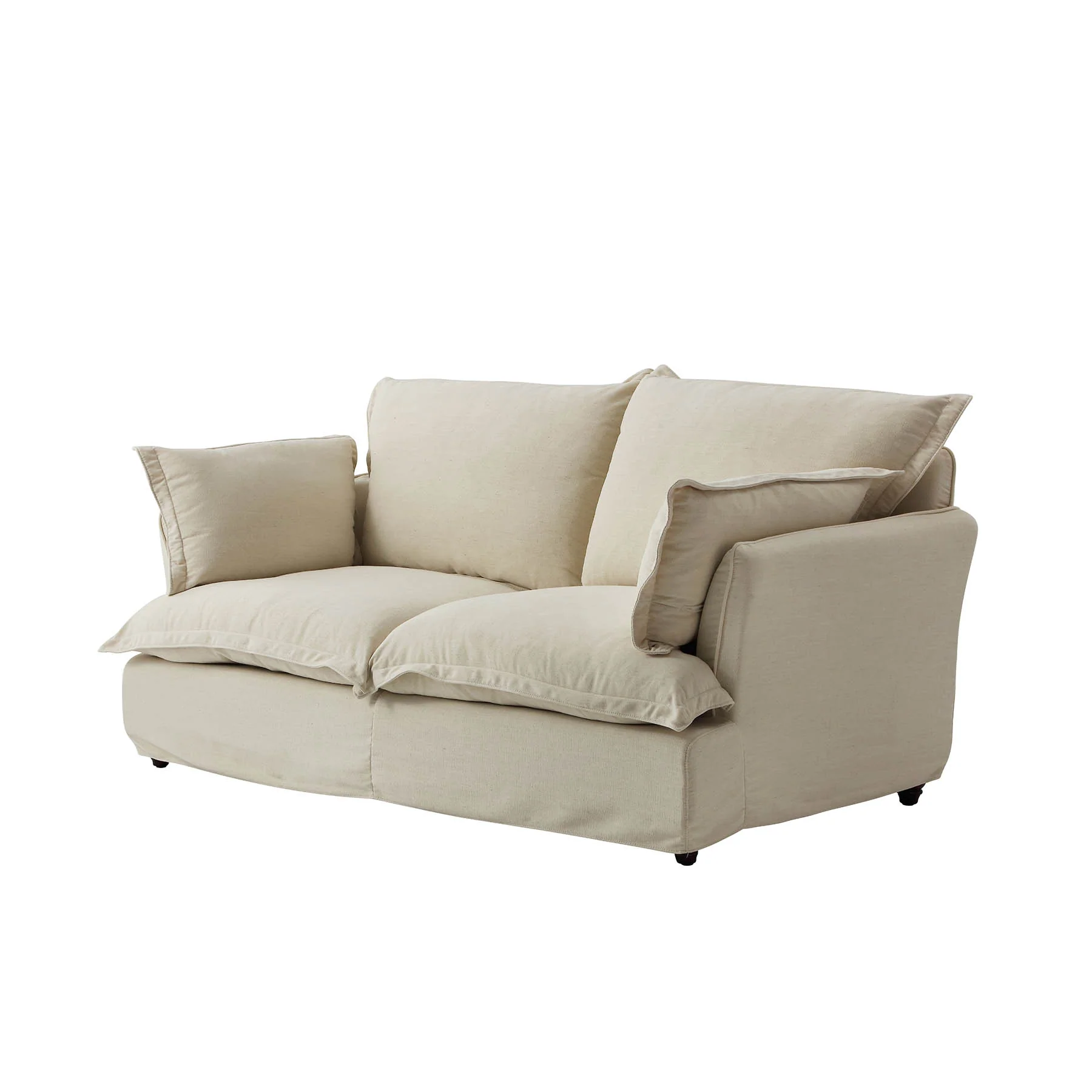 Moorizon Classic Comfort Set White Fabric Sofa Set with Down-Blend Cushions, Deep-Seat Soft Curved Classic Lounge Sofa for Spacious Living Rooms & Open Family Areas detail image 3