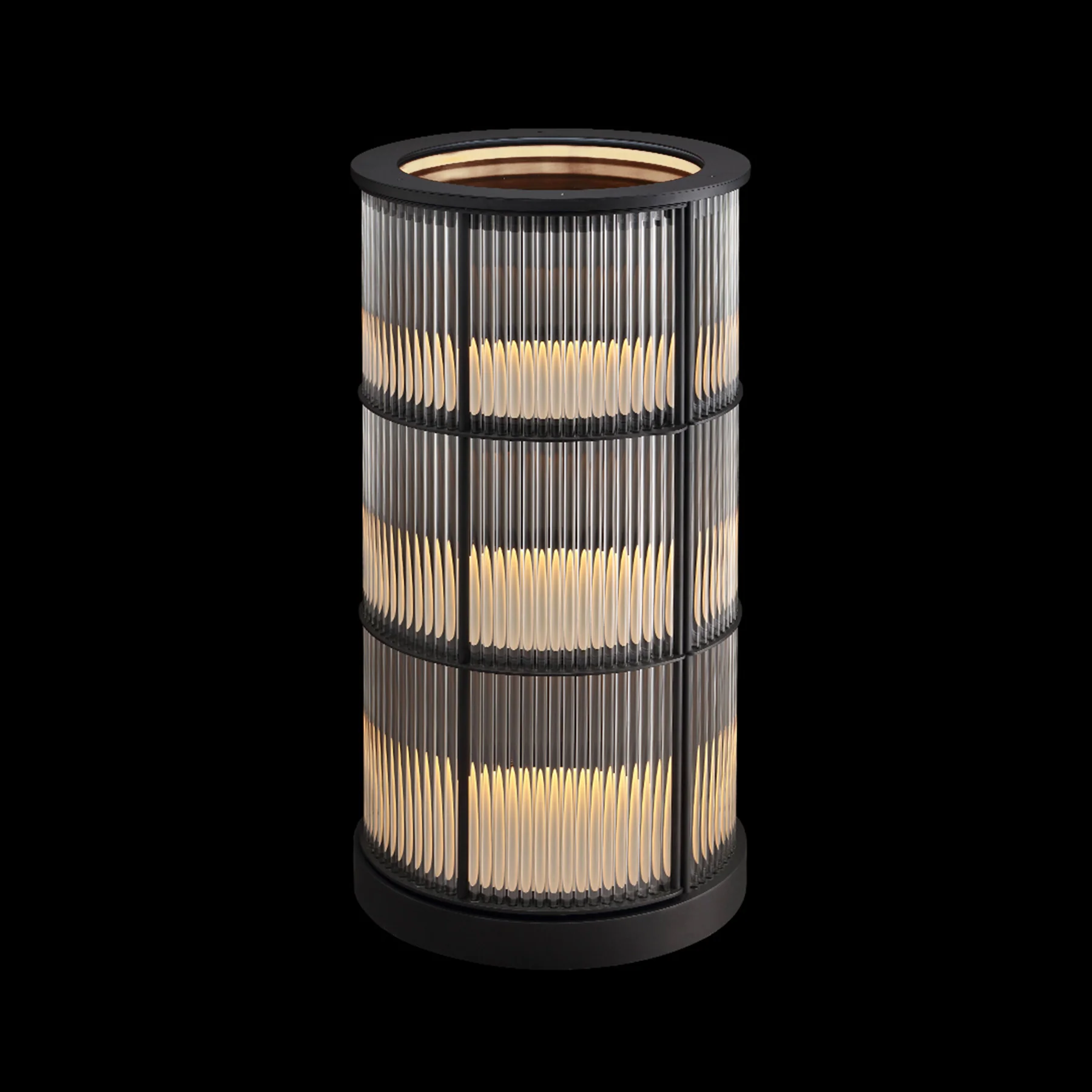 Moorizon Gatsby LED 24-Inch Cylindrical Fluted Glass Bar Cabinet, Plug-In Wine Cabinet with 2400K Warm Built-In Light Strip for Living Rooms, Lounges, Home Bars & Commercial Reception Spaces detail image 3