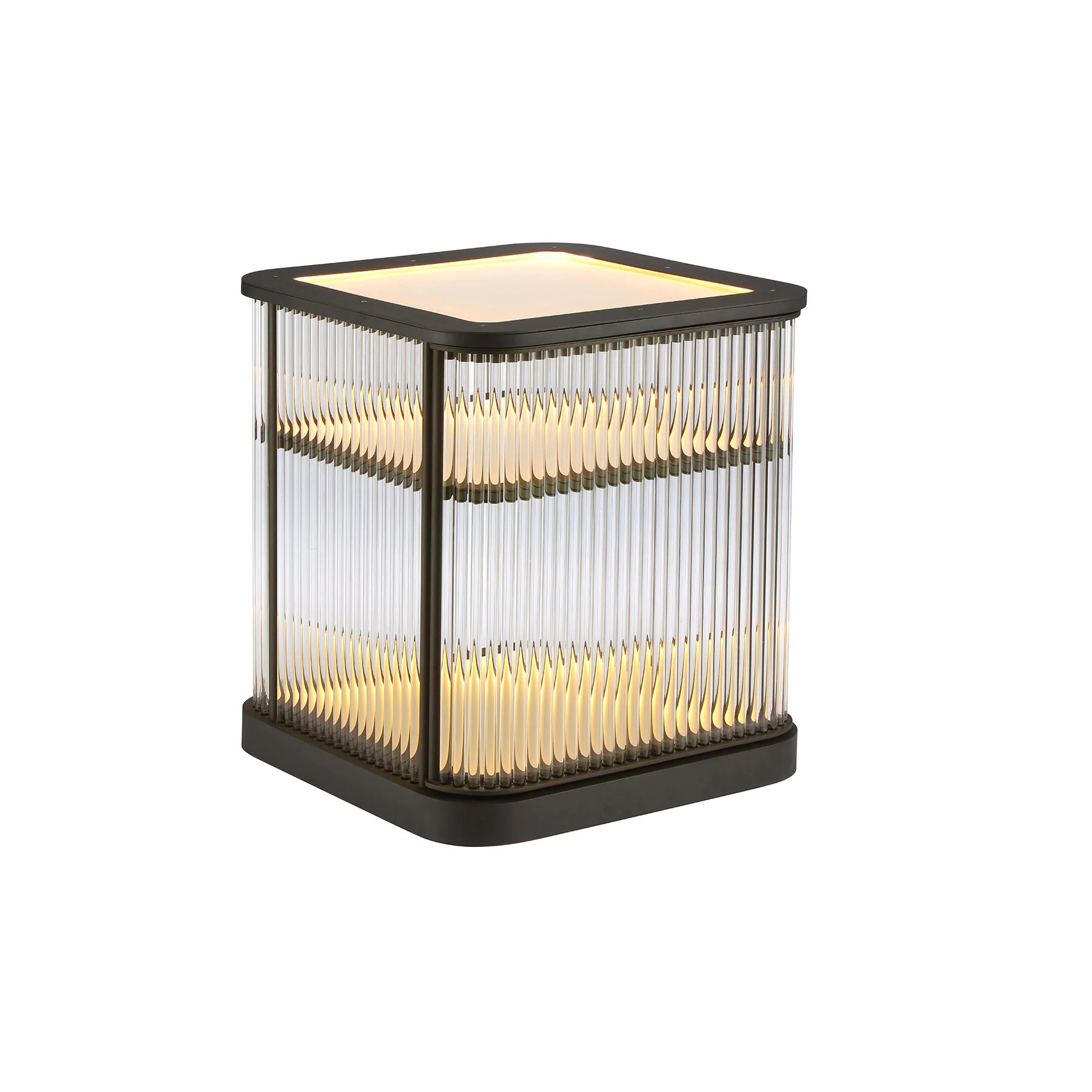 Moorizon Gatsby LED 23.6-Inch Square Fluted Glass Bar Cabinet, Plug-In Mini Wine Cabinet with 2400K Warm Built-In LED Strip for Apartments, Dining Areas, Cocktail Corners & Lounges detail image 1