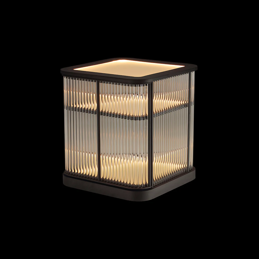 Moorizon Gatsby LED 23.6-Inch Square Fluted Glass Bar Cabinet, Plug-In Mini Wine Cabinet with 2400K Warm Built-In LED Strip for Apartments, Dining Areas, Cocktail Corners & Lounges detail image 7