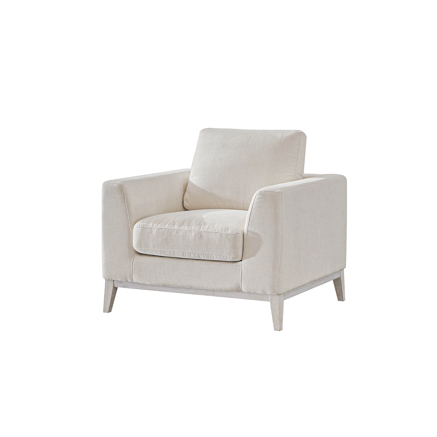 Moorizon Elegant Era Whole Set White Fabric Sofa Set, Modern Comfort Couch with Clean Lines and Balanced Proportions for Formal Living Rooms, Reception Areas & Reading Corners detail image 4