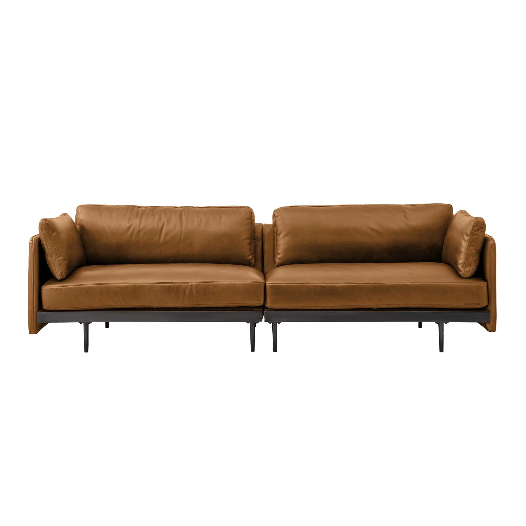 Moorizon Edge Collection 95-Inch New Black Full-Grain Waxed Leather 4-Seater Sofa with Low Track Arms and Matte Black Slim Legs for Living Rooms & Executive Lounges detail image 7