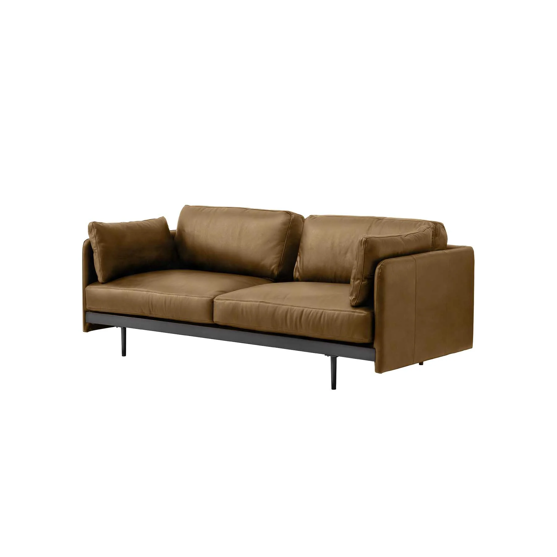 Moorizon Edge Collection 95-Inch New Black Full-Grain Waxed Leather 4-Seater Sofa with Low Track Arms and Matte Black Slim Legs for Living Rooms & Executive Lounges detail image 3