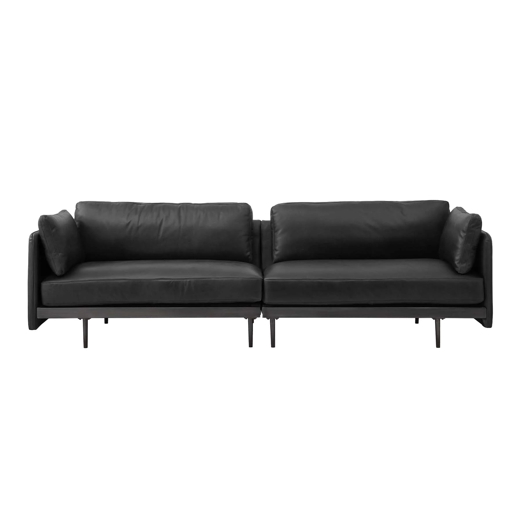 Moorizon Edge Collection 95-Inch New Black Full-Grain Waxed Leather 4-Seater Sofa with Low Track Arms and Matte Black Slim Legs for Living Rooms & Executive Lounges detail image 10