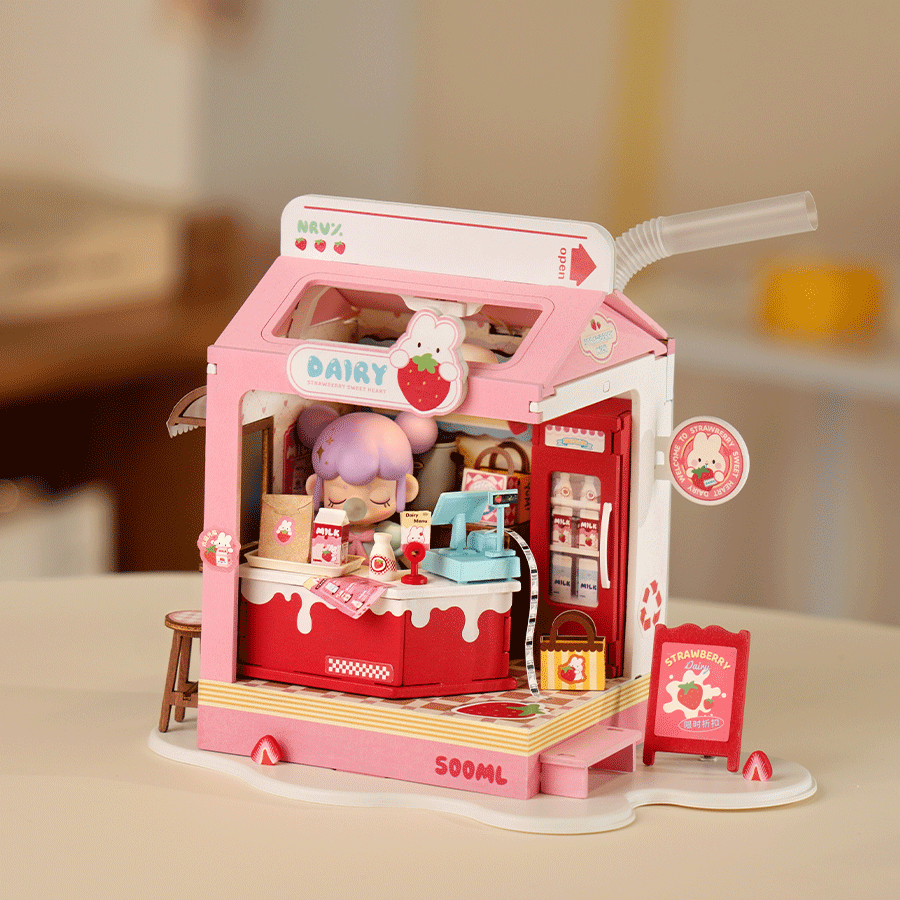 Rolife Strawberry Milk Box DIY Miniature House DS034 detail image 3