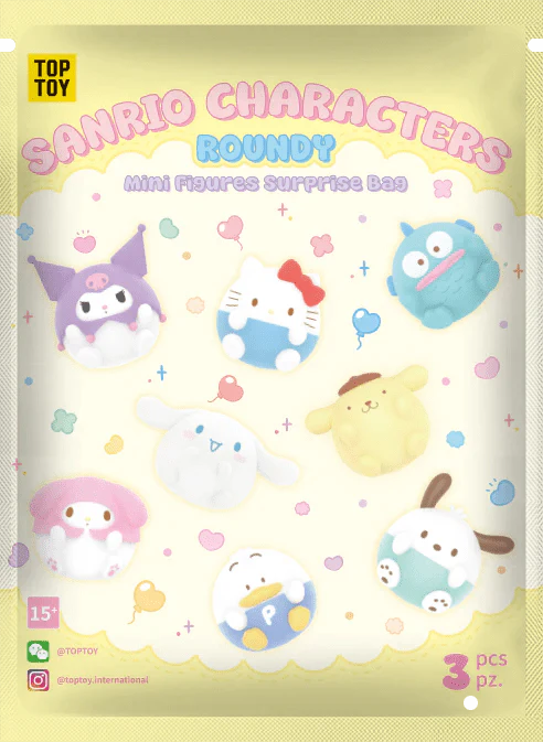TOP TOY Sanrio Roundy Mini Figure Blind Bag — 3 Random PVC Figures per Bag, 5cm, 16 Designs detail image 1