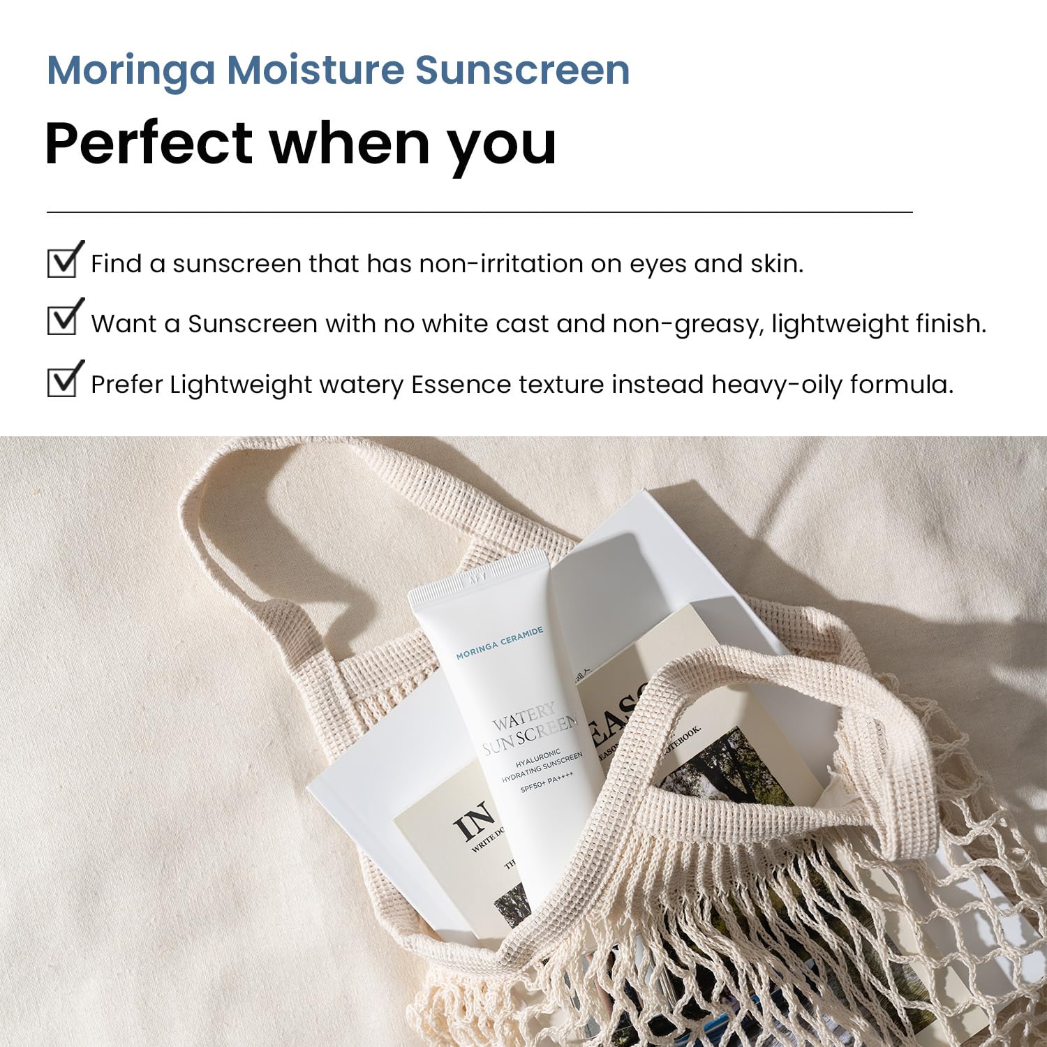 HEIMISH Moringa Ceramide Hyaluronic Hydrating Sunscreen SPF50+ Facial Moisturizer|Broad-Spectrum Daily Protection|Lightweight Non-Greasy|Contains Hyaluronic Acid 1.7 fl oz / 50 ml detail image 3