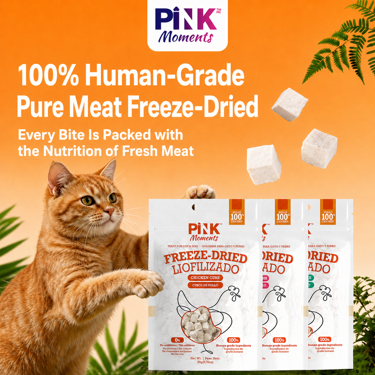 PINK moments Dog and cat treat Freeze-dried
Chicken cubes 20g detail image 9