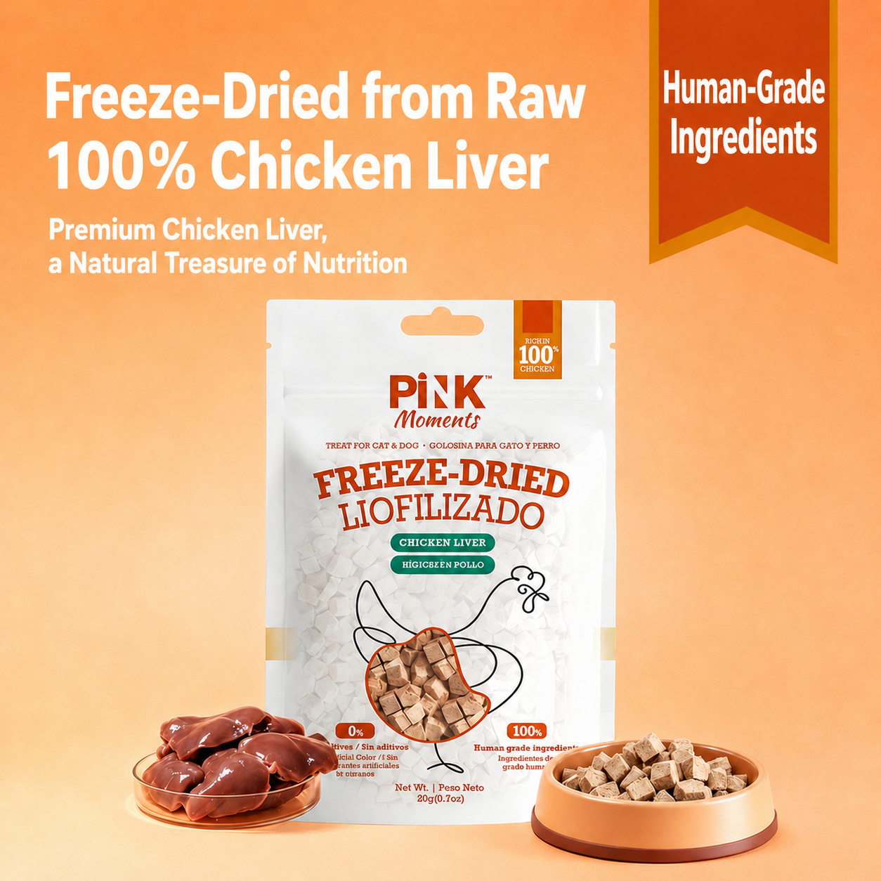 PINK moments Dog and cat treat Freeze-dried
Chicken cubes 20g detail image 6