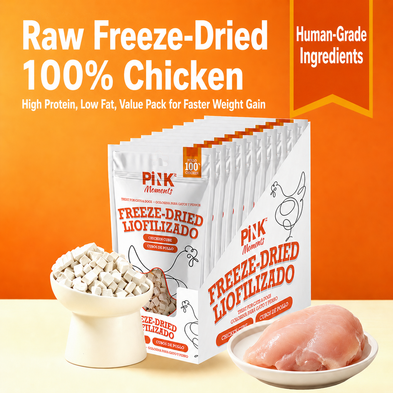 PINK moments Dog and cat treat Freeze-dried
Chicken cubes 20g detail image 4