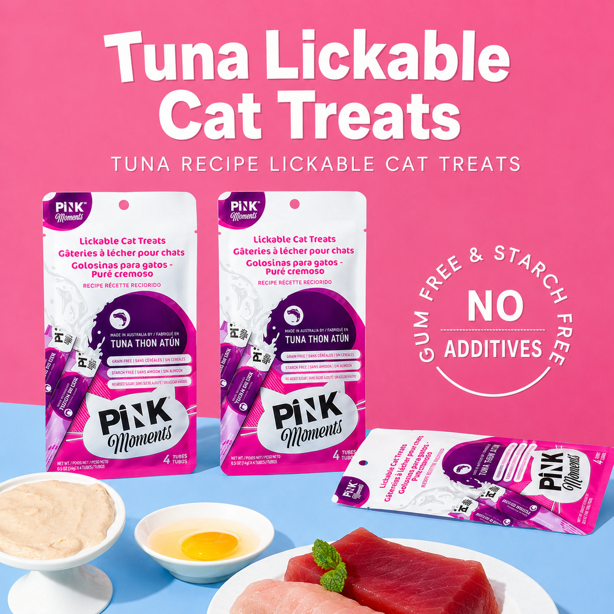 Pink Moments Salmon & Chicken Lickable Cat Treat Sticks 4pcs|15g×4|Interactive Reward & Meal Topper detail image 5