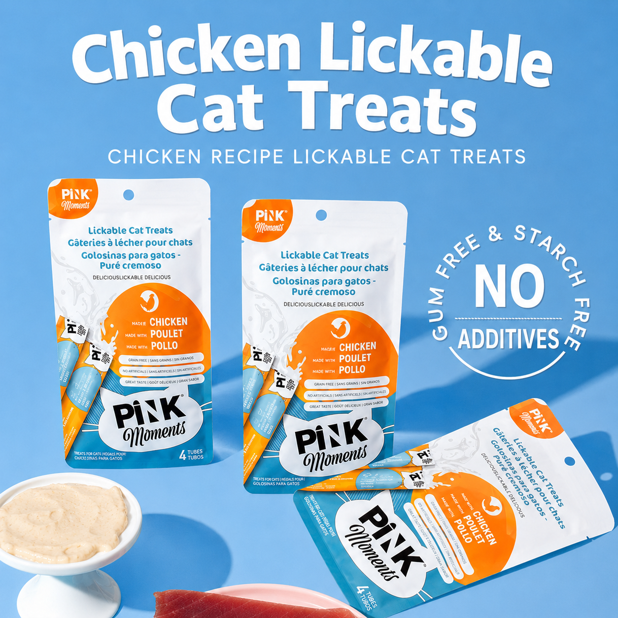Pink moments lickable Cat treat
Chicken 15g*20 tubes detail image 6