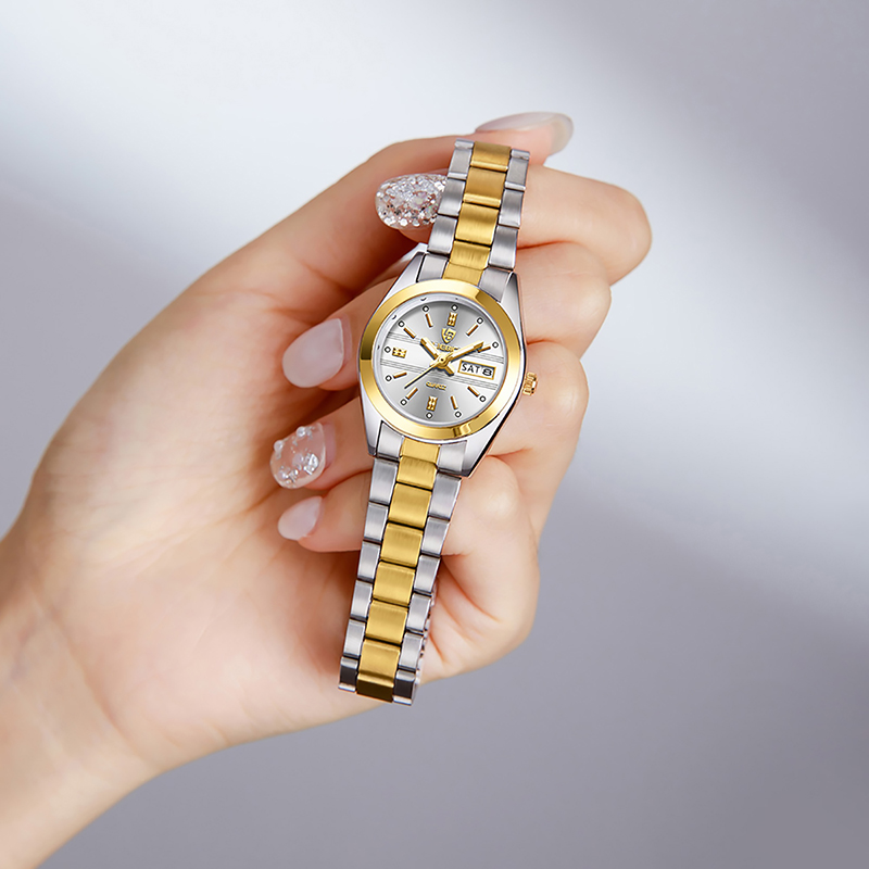 SKMEI L1031 Women's Elegant Commuter Quartz Watch - Gold / Two-Tone Stainless Steel, Small Dial, 30M Water Resistant, Gift-Worthy detail image 1