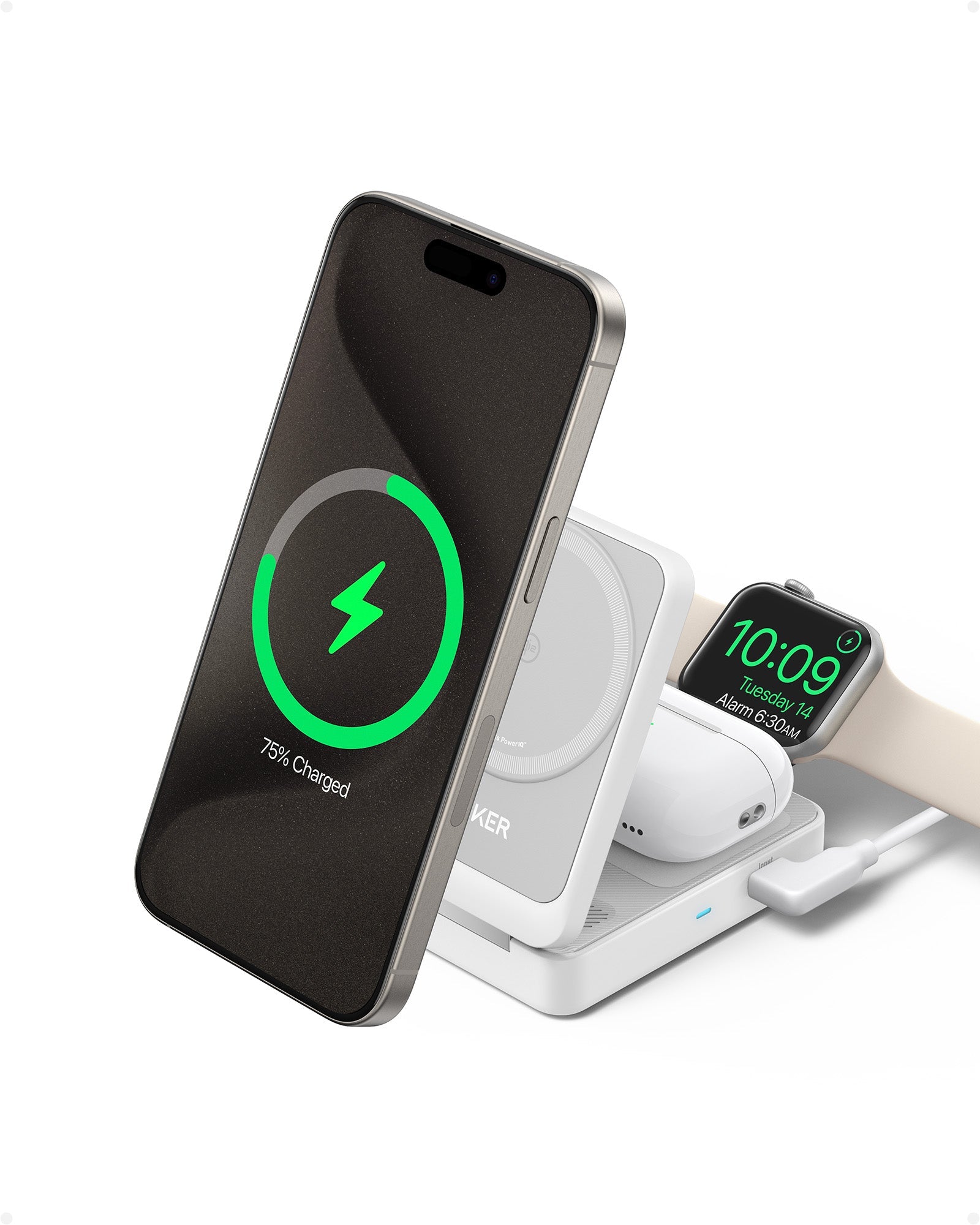 Anker MagGo Foldable 3-in-1 Qi2 Wireless Charging Stand — Compatible with iPhone / AirPods / Apple Watch, Desktop & Travel Friendly detail image 2