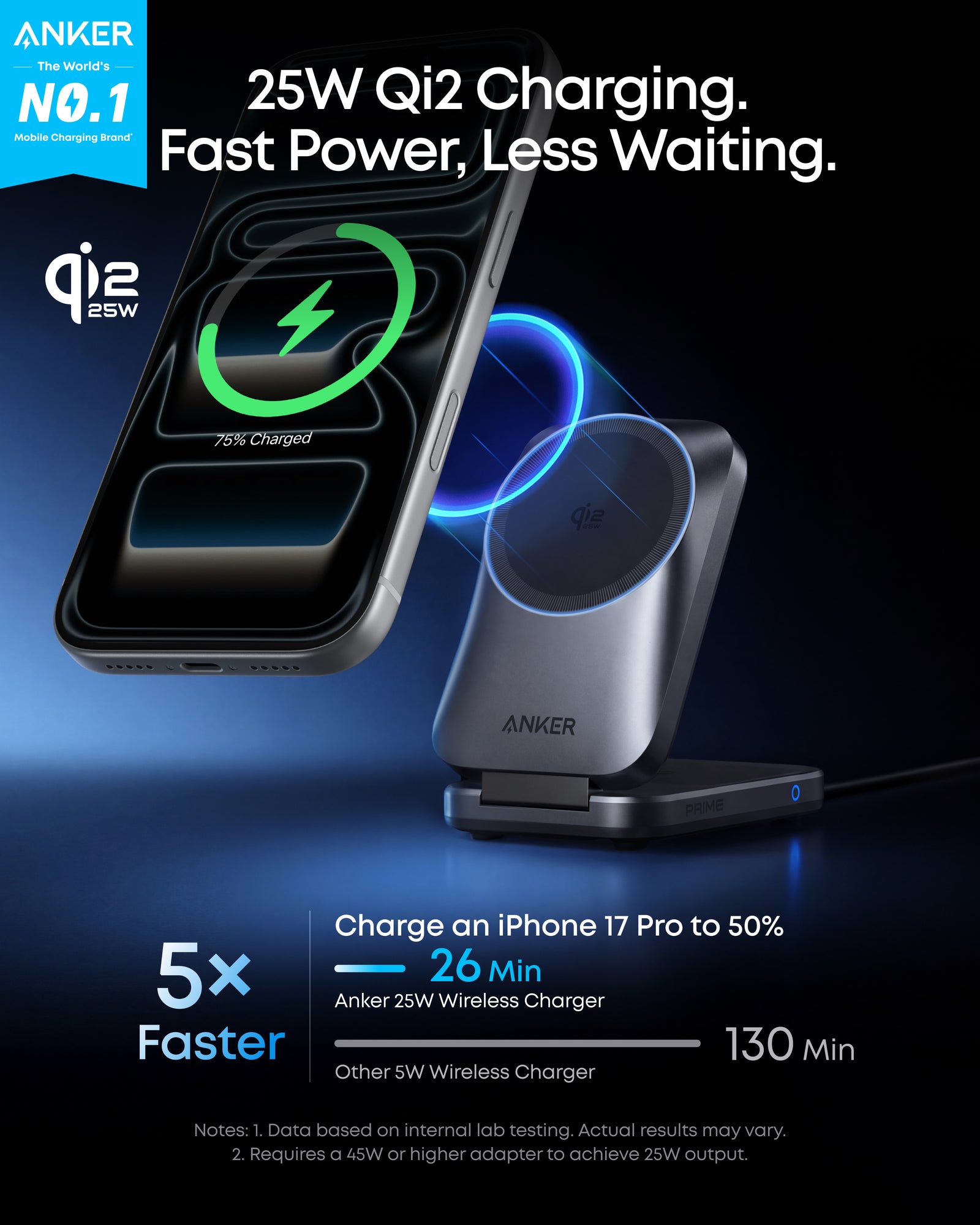 Anker Prime 3-in-1 MagGo Foldable Charger, 25W Qi2 Wireless Charging Dock for iPhone, AirPods, Apple Watch — Desktop and Travel detail image 3