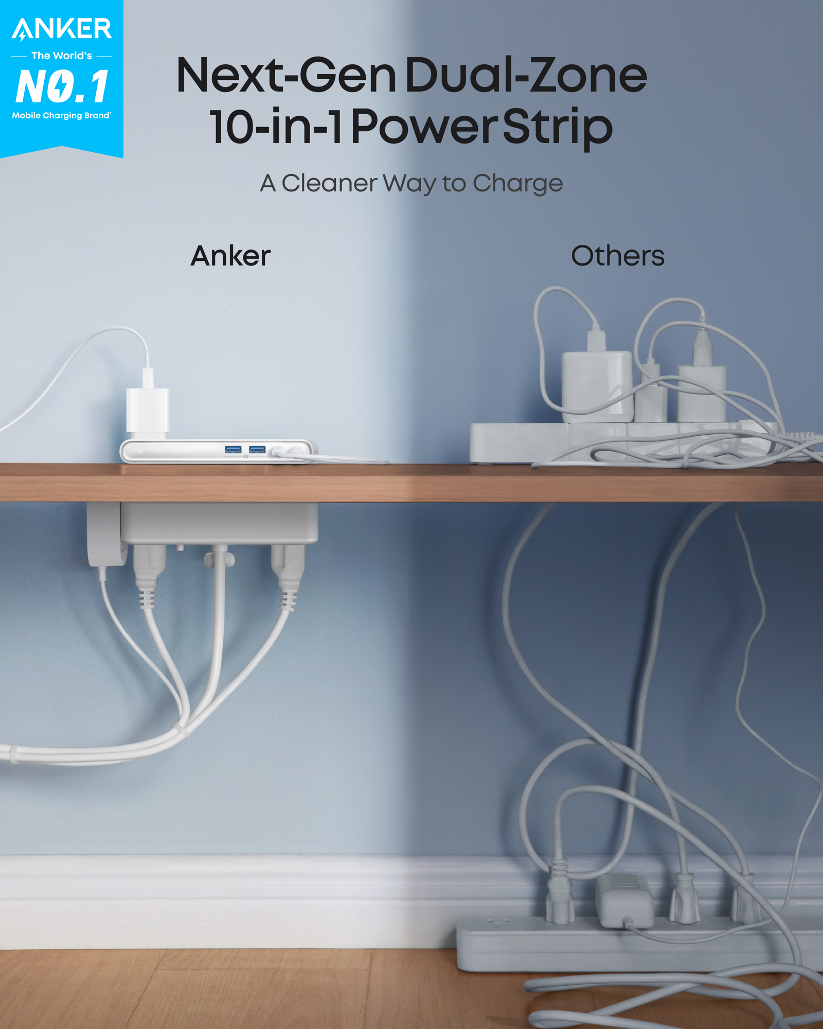 Anker Nano 10-in-1 70W Clamp Power Strip, Desk Charging, Desktop Power Strip with 70W, 10-in-1, for iPhone, iPad, MacBook, Samsung Galaxy, Travel/Office detail image 2