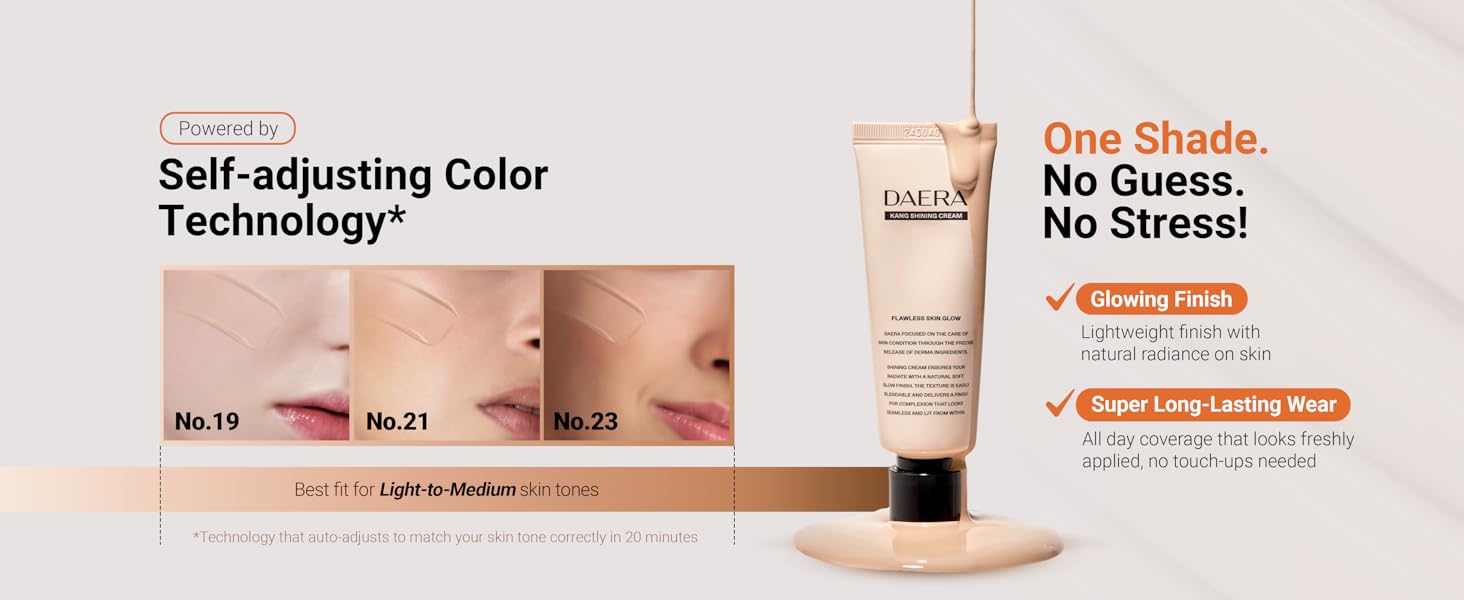 DAERA Full Coverage BB Cream Tinted Moisturizer Foundation, Flawless Glass Skin Makeup, Instant Radiance for Uneven Skin, Long Lasting Lightweight Hydrating, 1.35 fl oz detail image 2