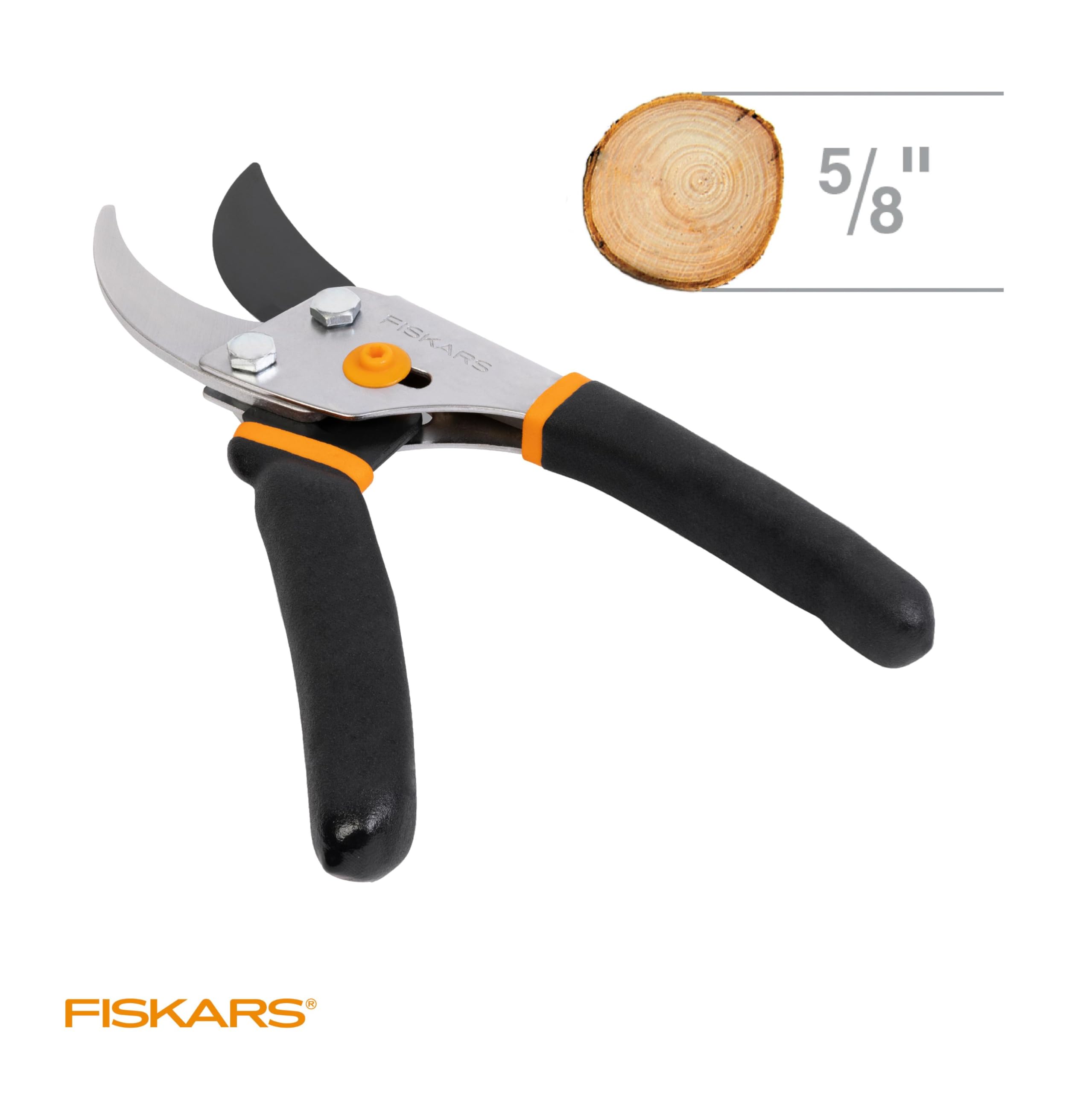 Fiskars Bypass Pruning Shears, 5/8" Cut Capacity, Self-Cleaning Sap Groove, Non-Slip Grip, Precision Steel Blades detail image 5