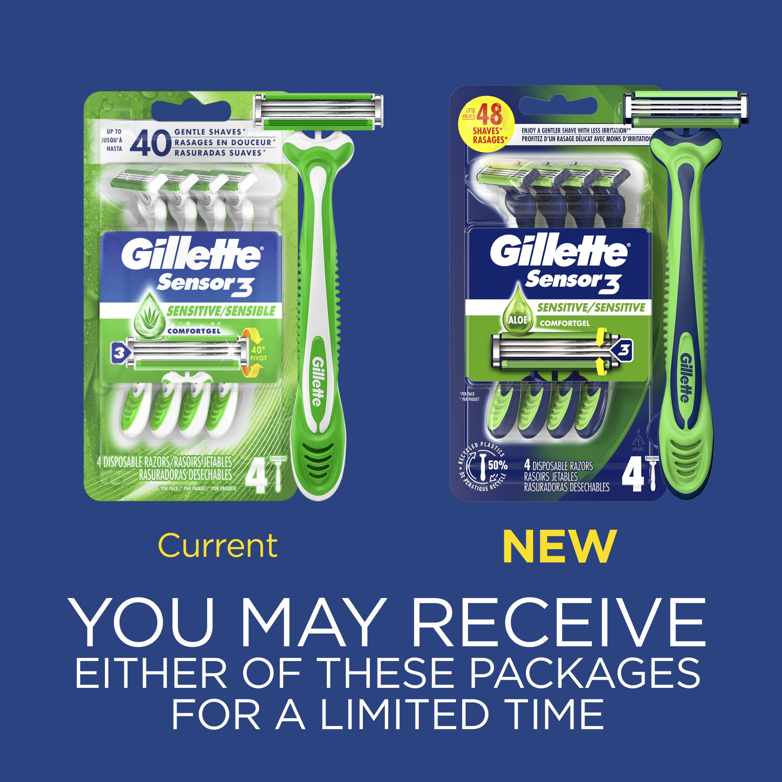 Gillette Sensor3 Sensitive Men’s Disposable Razor, 4 Count detail image 3