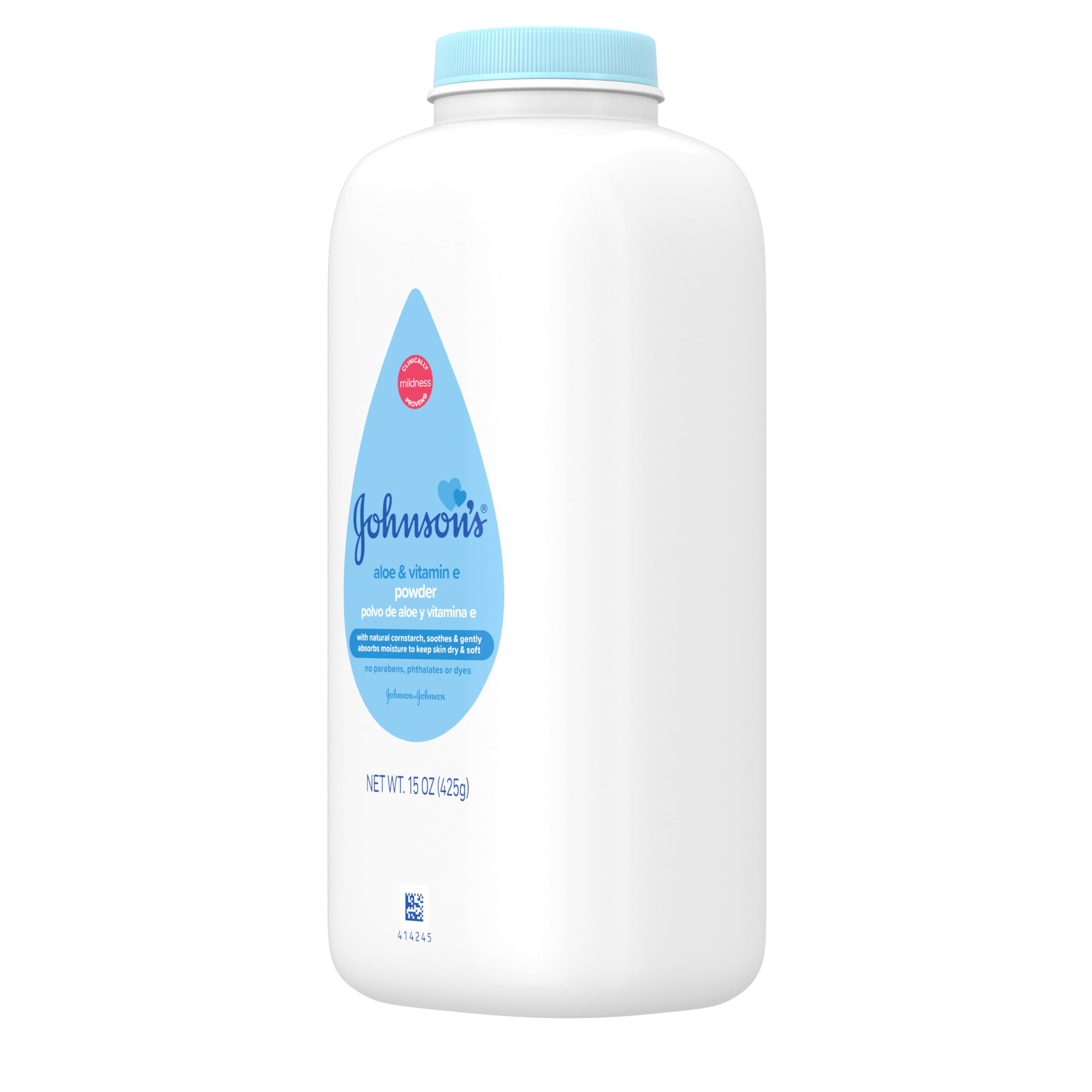 Johnson's Baby Powder with Naturally Derived Cornstarch, Aloe & Vitamin E, Hypoallergenic, 15 oz detail image 7
