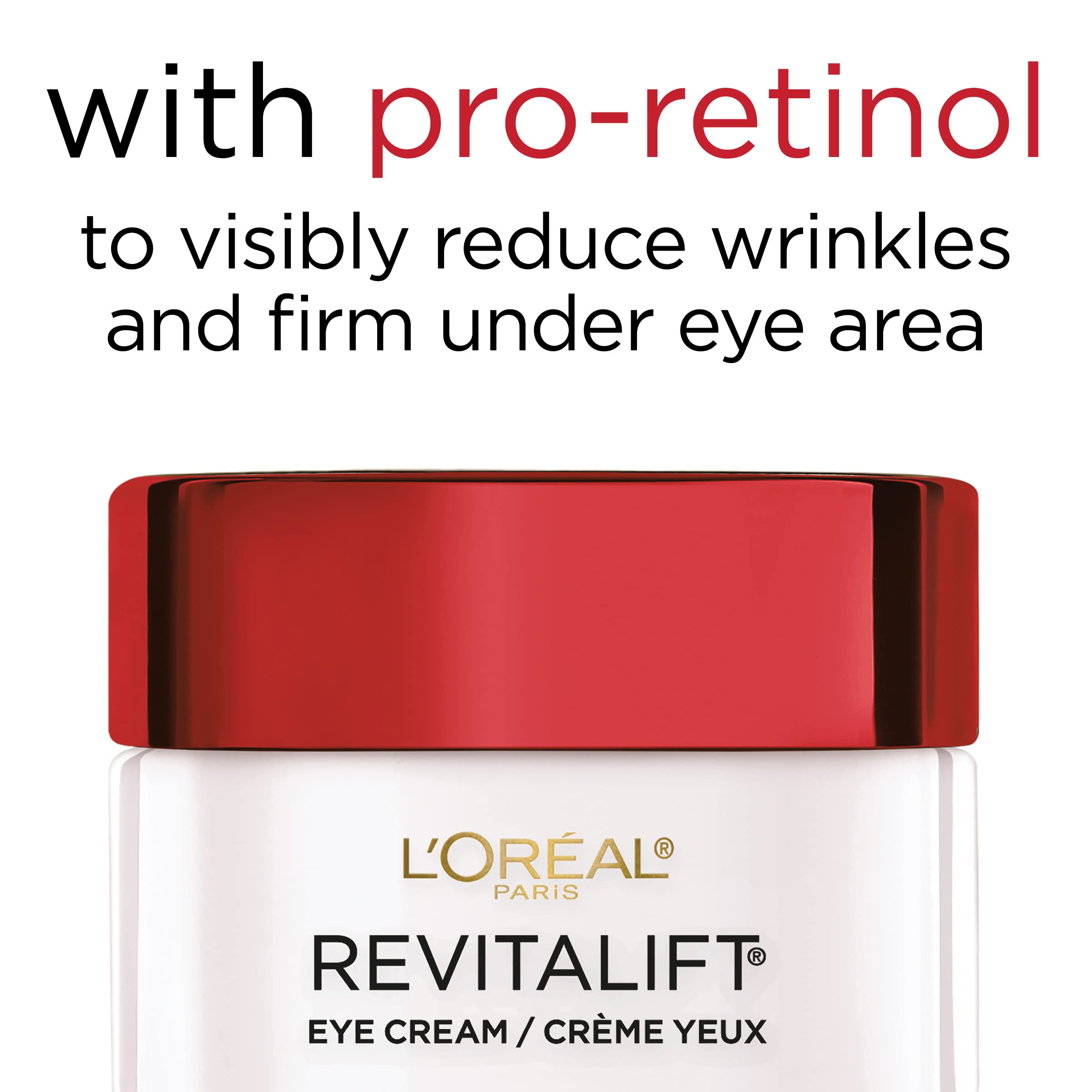 L'Oreal Paris Skincare Revitalift Anti-Wrinkle and Firming Eye Cream with Pro Retinol, Treatment to Reduce Dark Circles, Fragrance Free, 0. 5 oz. detail image 3