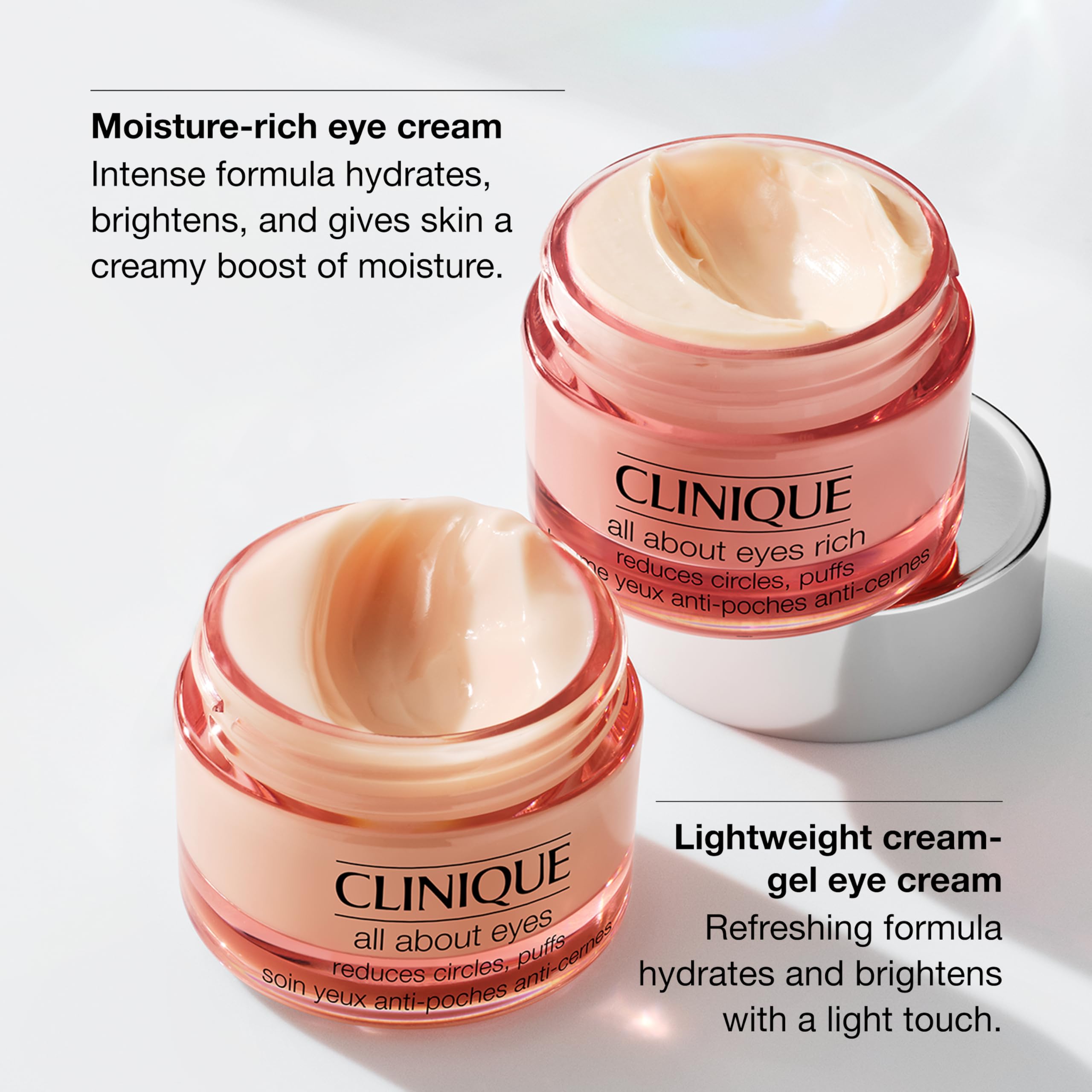 Clinique All About Eyes: Lightweight Eye Cream Vitamin C Formula + Rich Eye Cream Hyaluronic Acid Formula | Hydrating, Brightening, Depuffing detail image 5