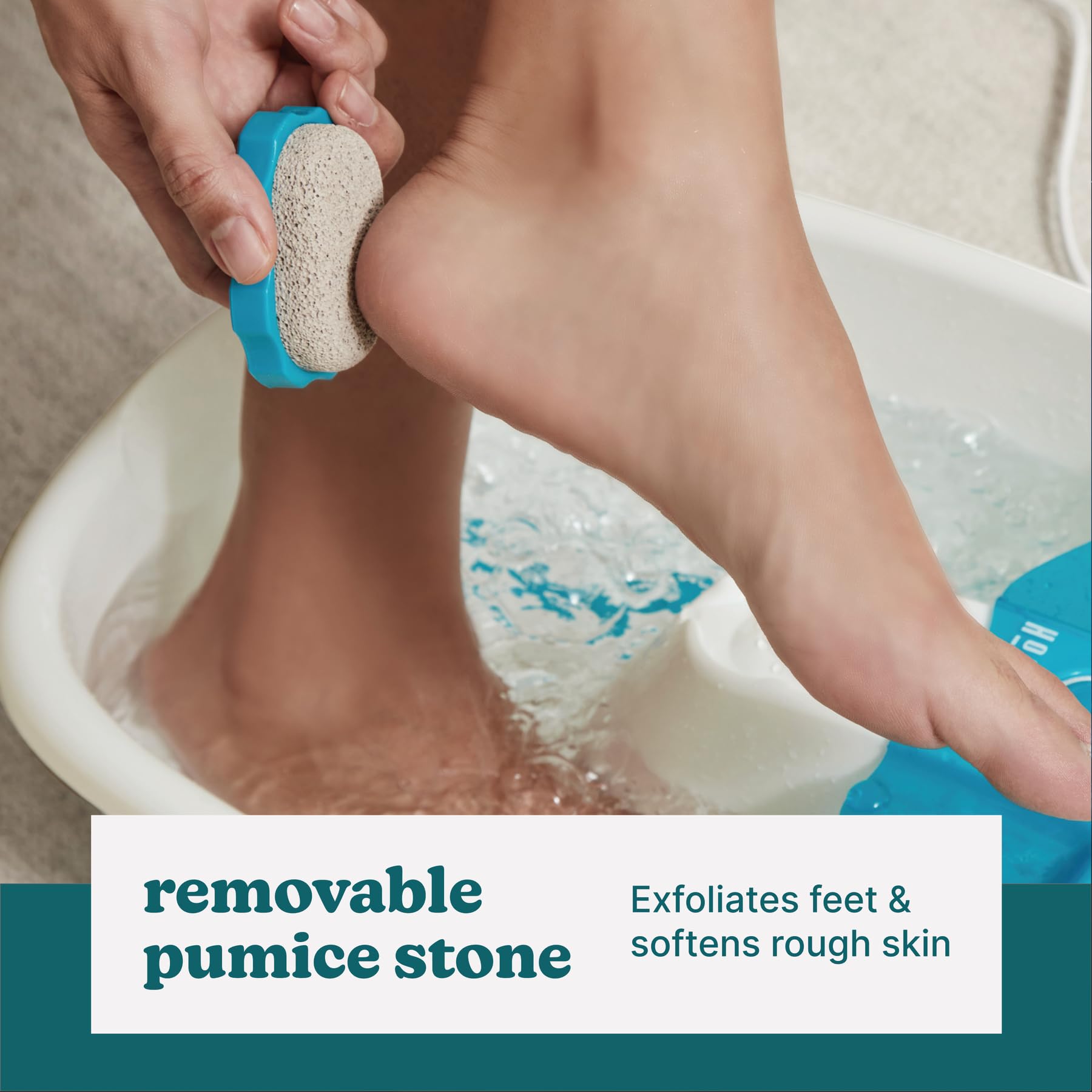 HoMedics Bubble Mate Foot Spa with Toe-Touch Control, Invigorating Bubbles, Raised Massage Nodes, Removable Pumice Stone, Splash Guard detail image 3
