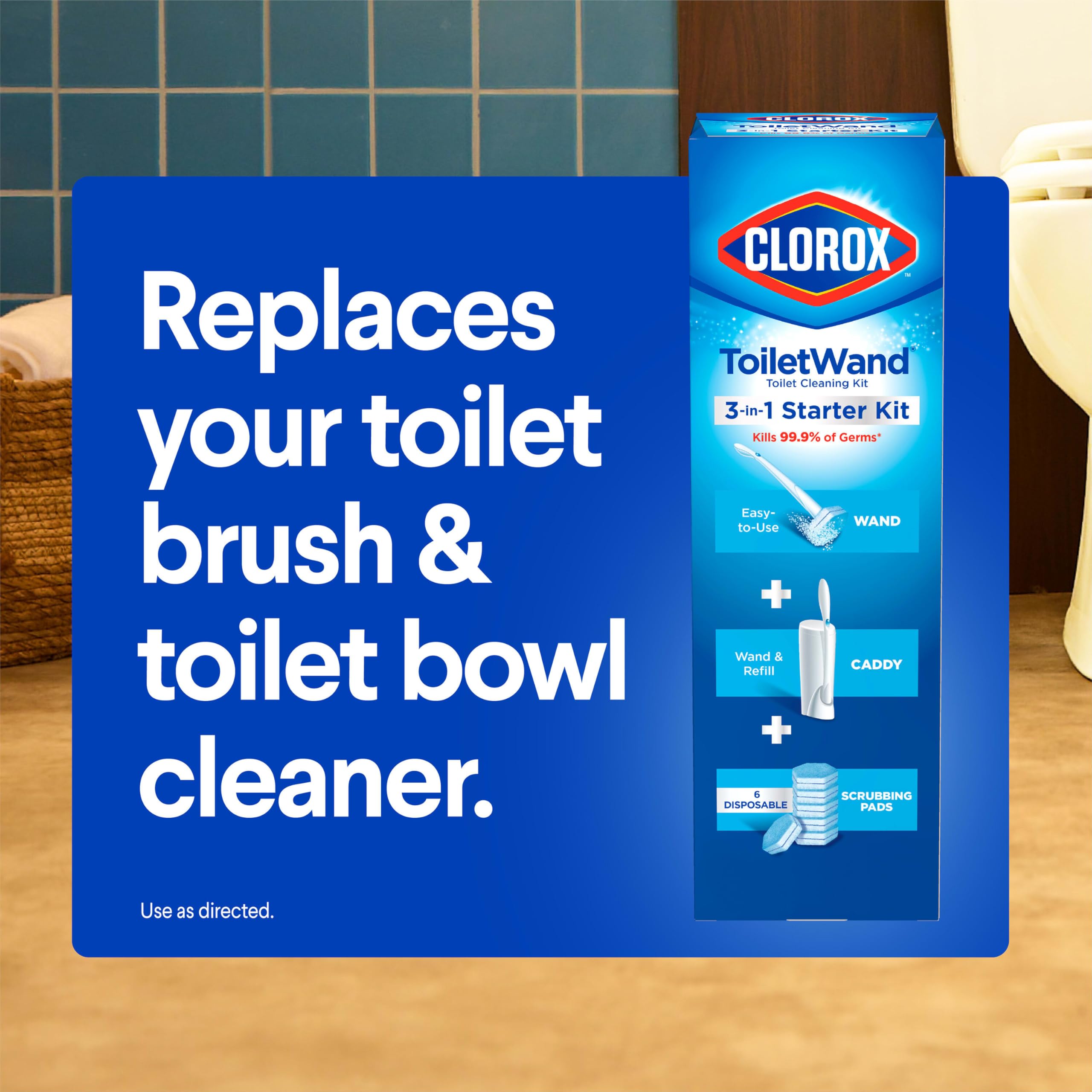 Clorox 03191CT Toilet Wand Disposable Toilet Cleaning Kit: Handle, Caddy & Refills, White (Case of 6) detail image 8