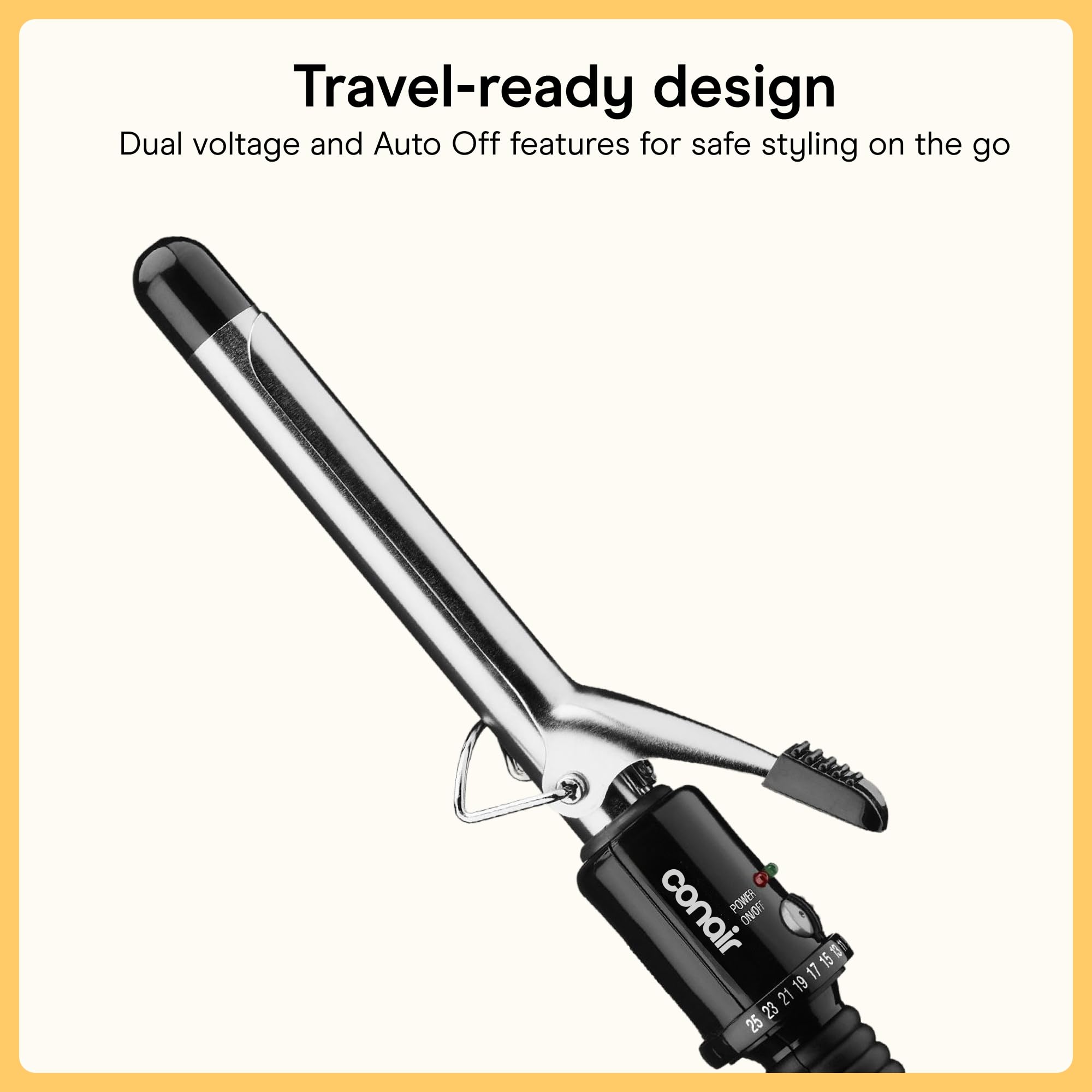 Conair Curling Iron, Short to Medium Hair, 3/4-in. Barrel, Black/Silver detail image 6
