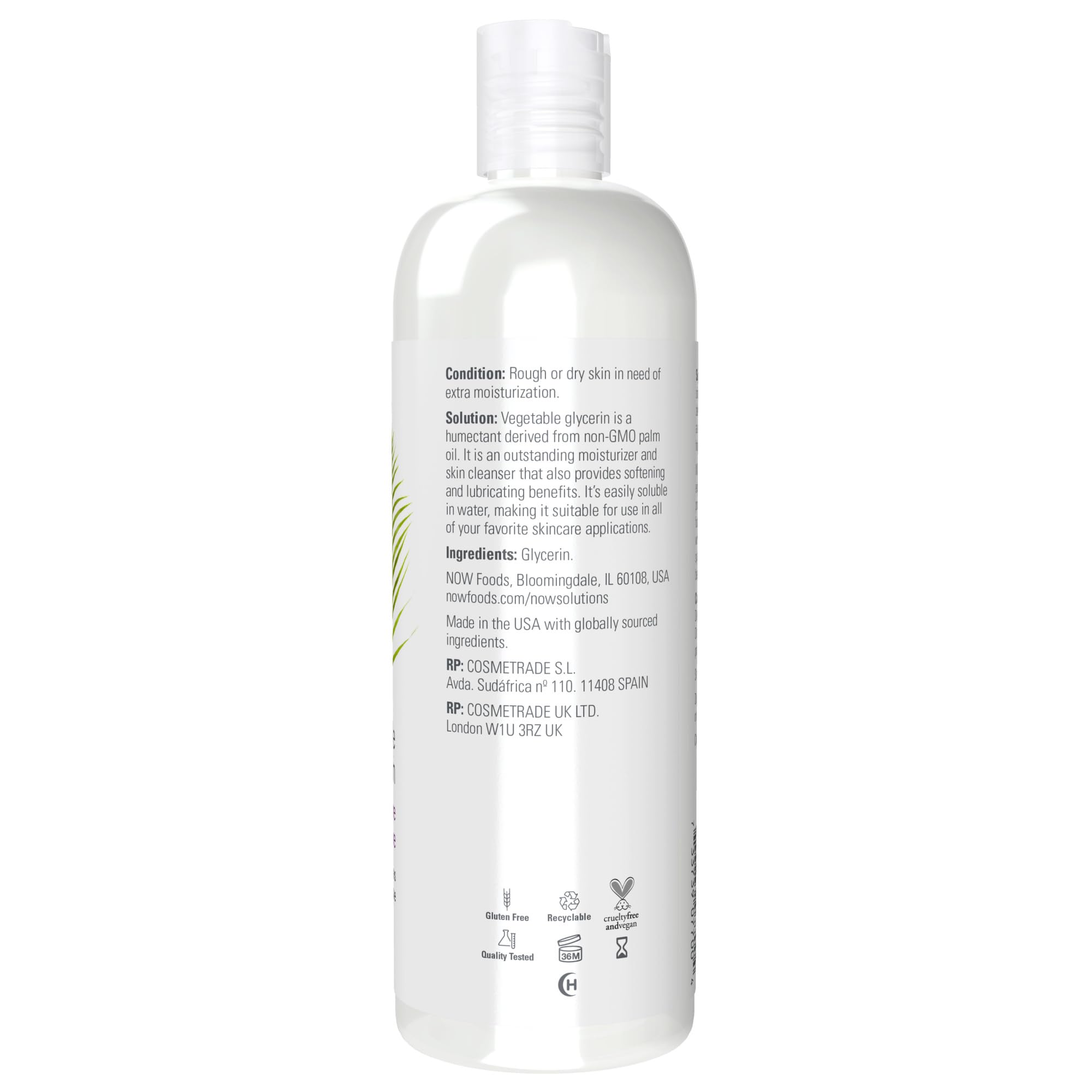NOW Solutions, Vegetable Glycerin, Multi-Purpose Skin Care, 16 fl. oz detail image 2