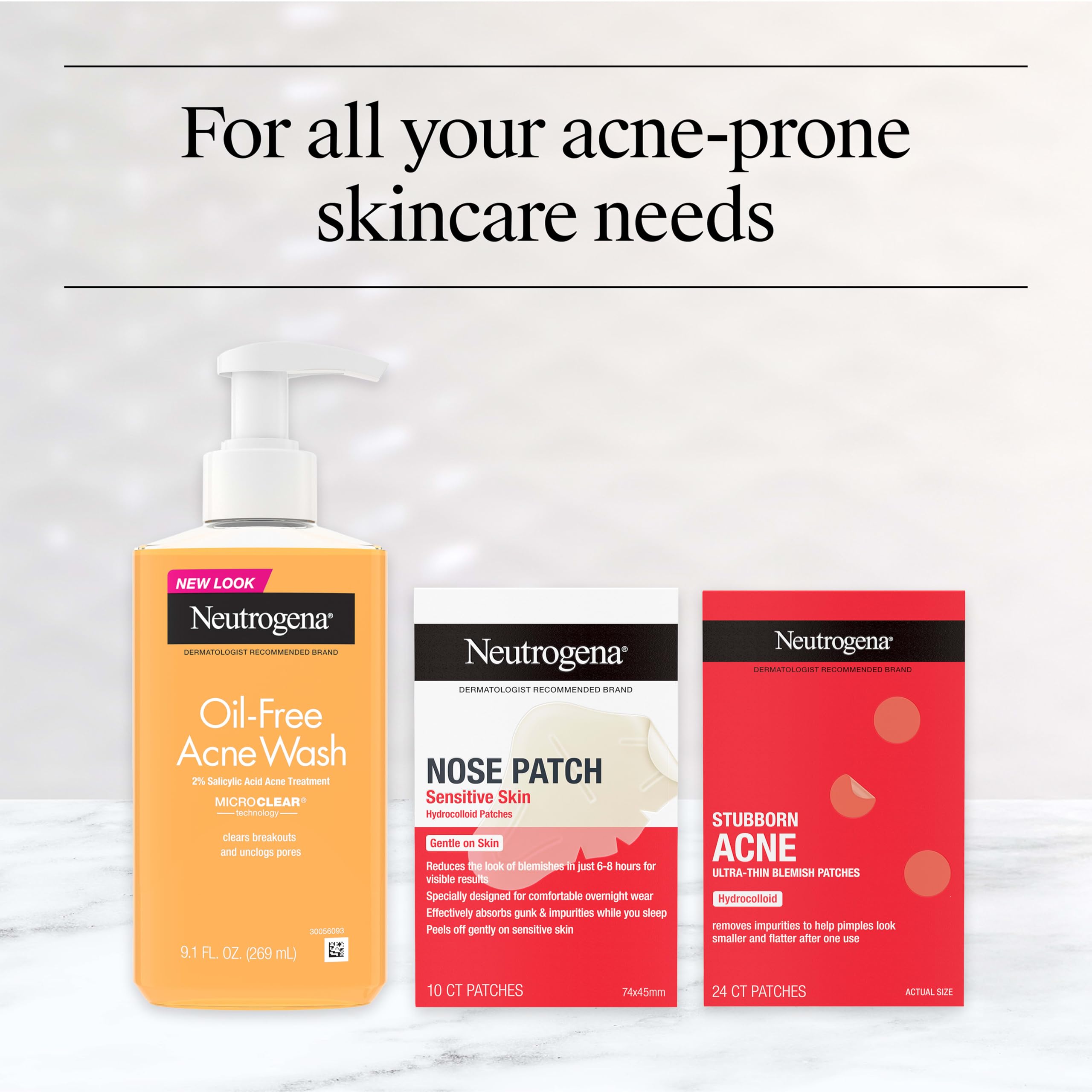 Neutrogena Oil-Free Acne Wash for Oily Skin, 2% Salicylic Acid Cleanser, Noncomedogenic, Residue-Free, 9. 1 fl oz, 3 Count detail image 6