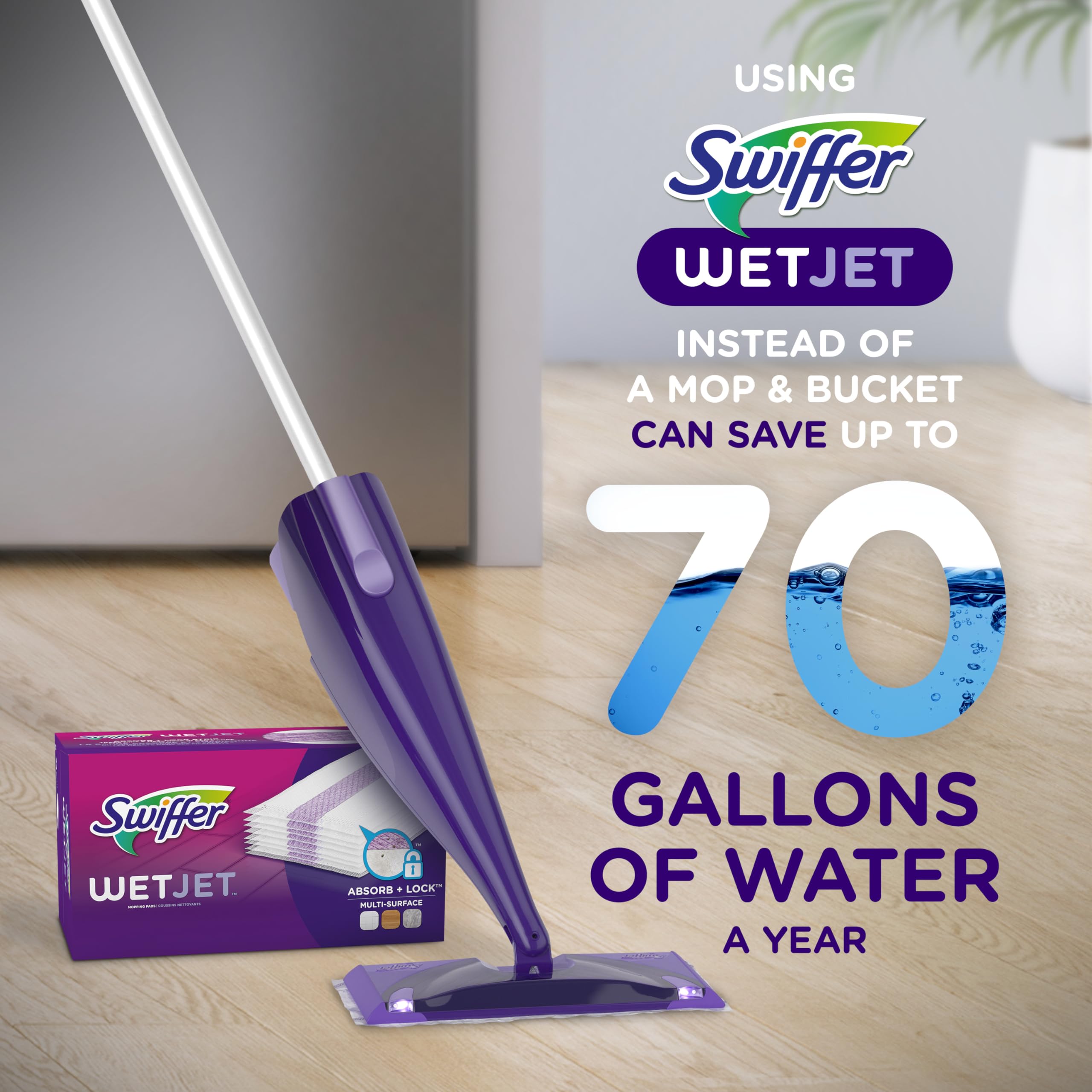 Swiffer WetJet Hardwood Floor Cleaner Spray Mop Pad Refill, Bathroom Cleaning Supplies, Hardwood Floor Cleaner, Multi Surface, 24 Count detail image 6