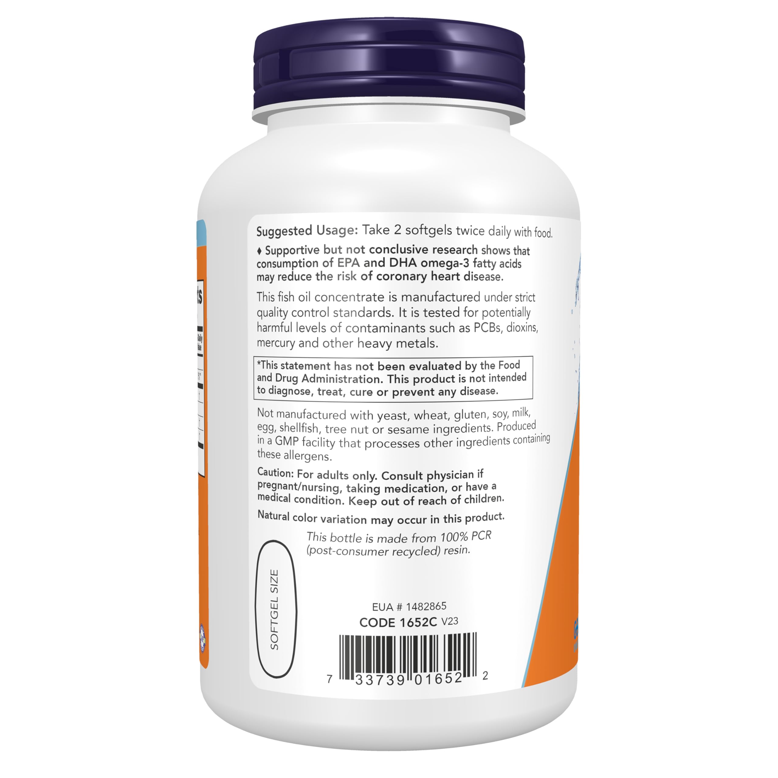 Omega-3 Aceite de Pescado 1. 000 mg (180 mg EPA / 120 mg DHA), Destilado Molecularmente, Apoyo Cardiovascular, 200 Softgels detail image 3